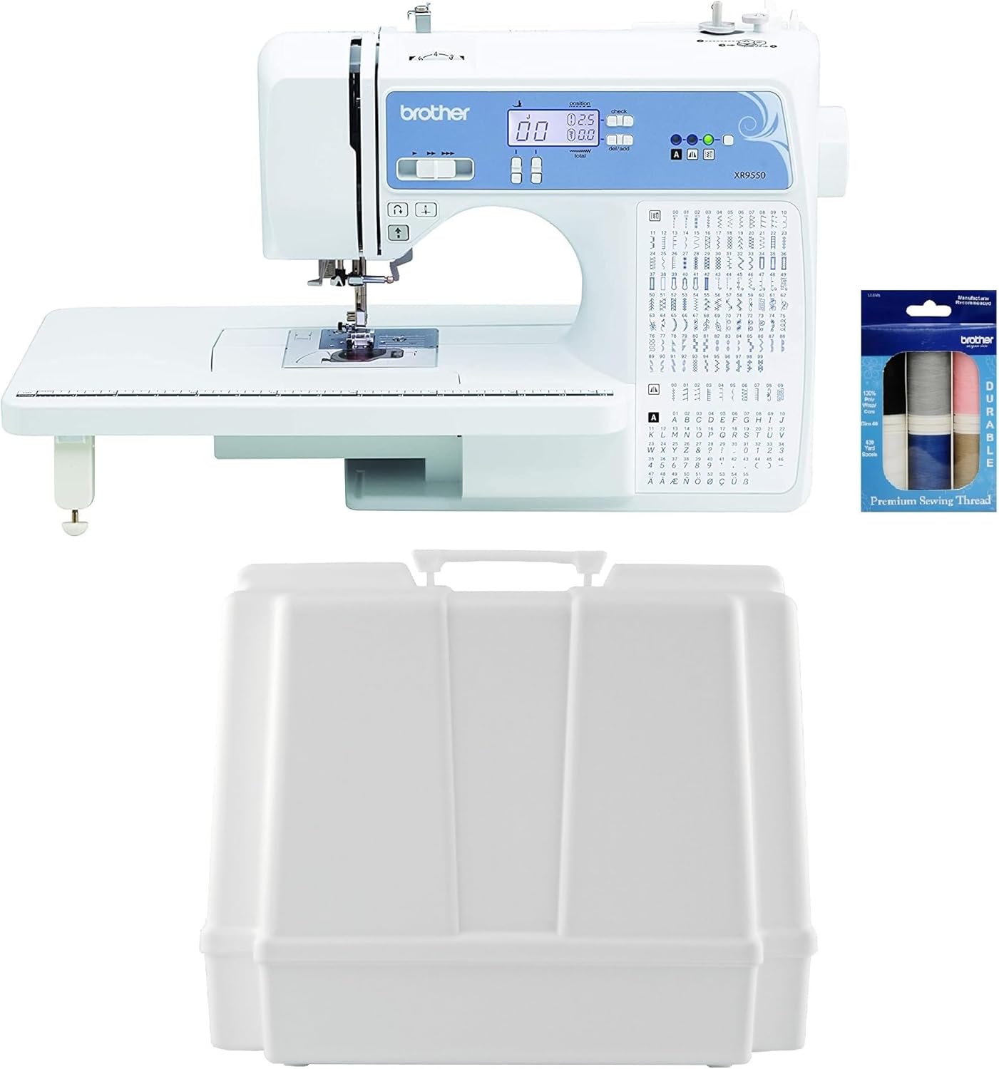 Brother Sewing and Quilting Machine, Computerized, 165 Built-in Stitches, LCD Display, Wide Table, 8 Included Presser Feet, White, 20x12x17 wourant