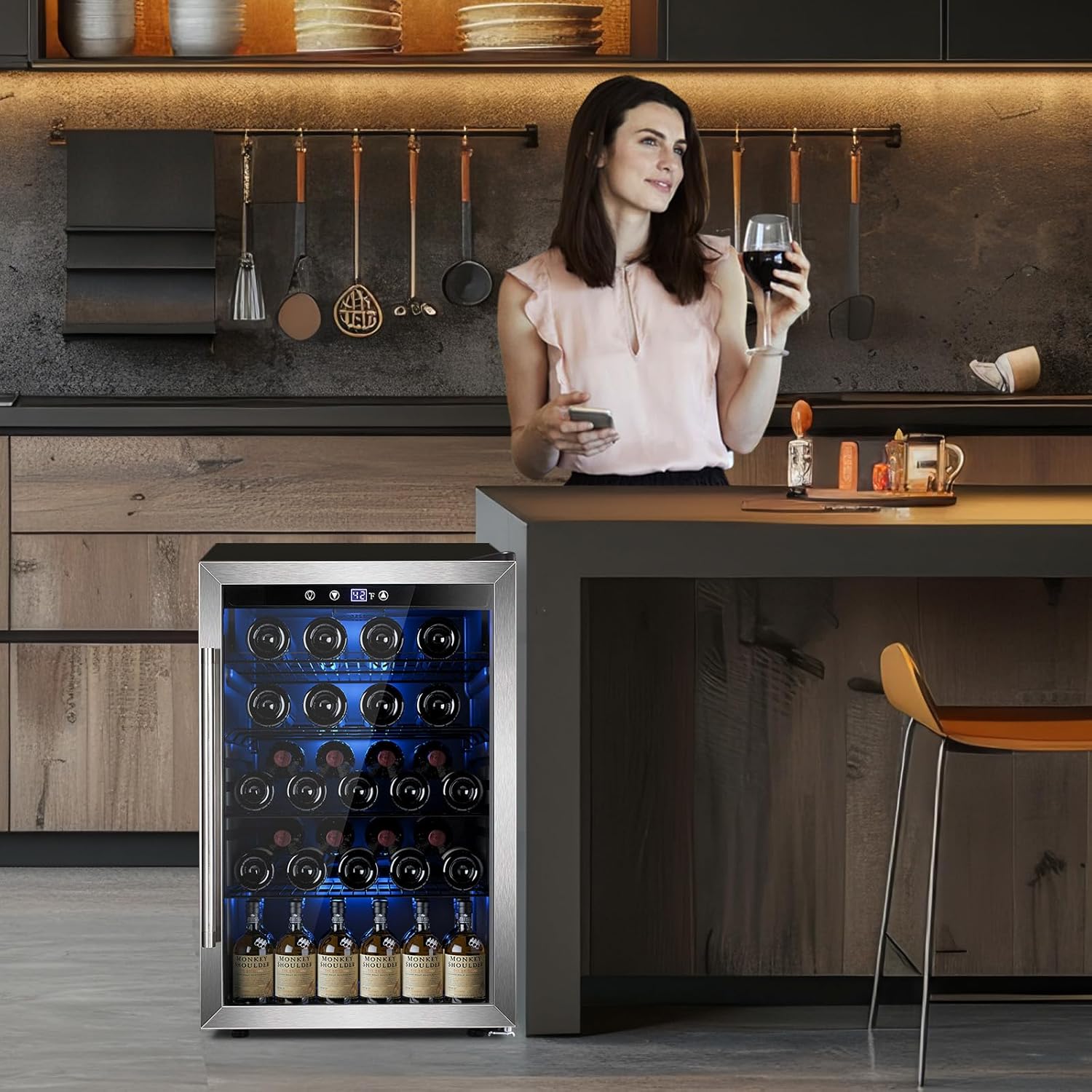 Mini Fridge 130 Can Beverage Refrigerator Cooler, 3.2 Cu.Ft Drink Fridge for Soda Wine Beer, Adjustable Temperature Control for Home Office, Black wourant