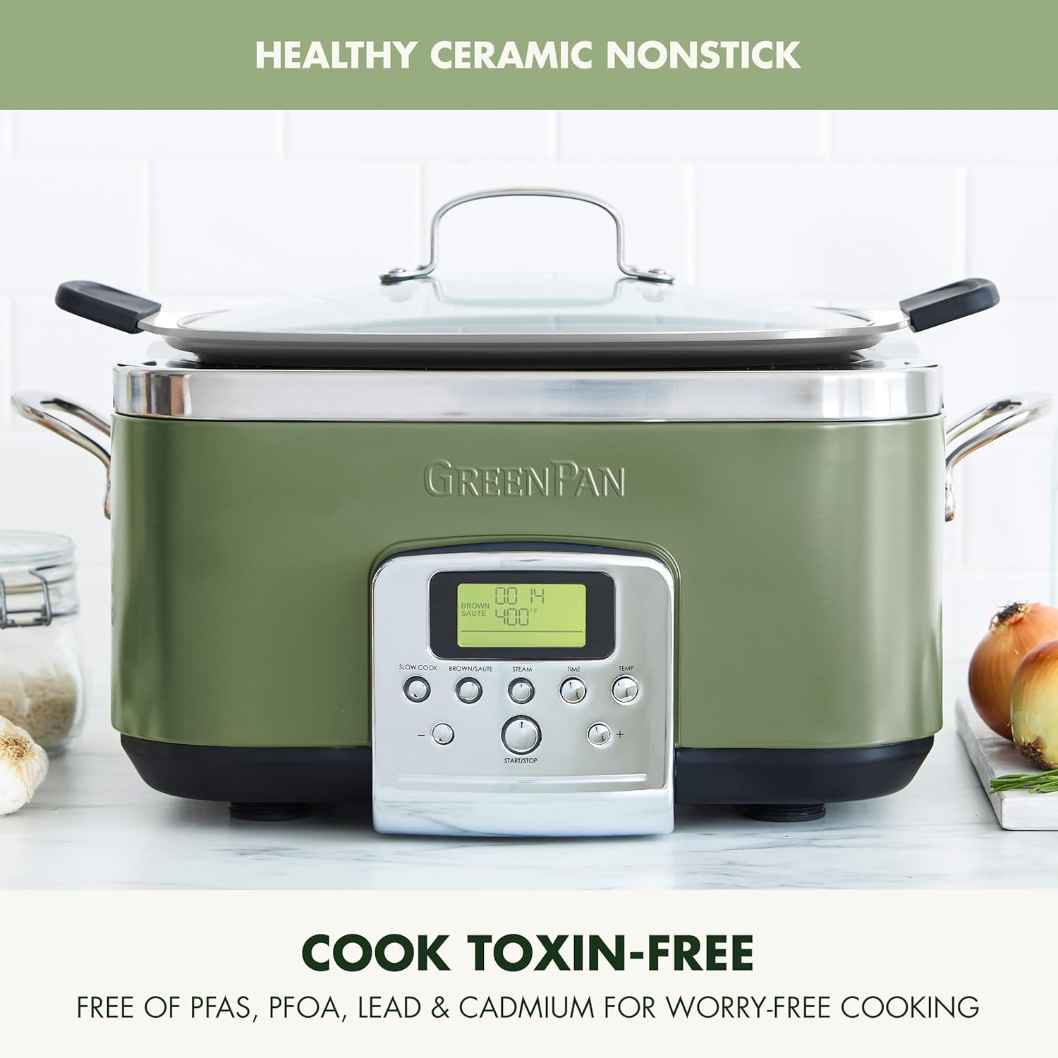 8-in-1 Programmable 6QT Electric Slow Cooker with Dishwasher-Safe Lid and Removable Base wourant