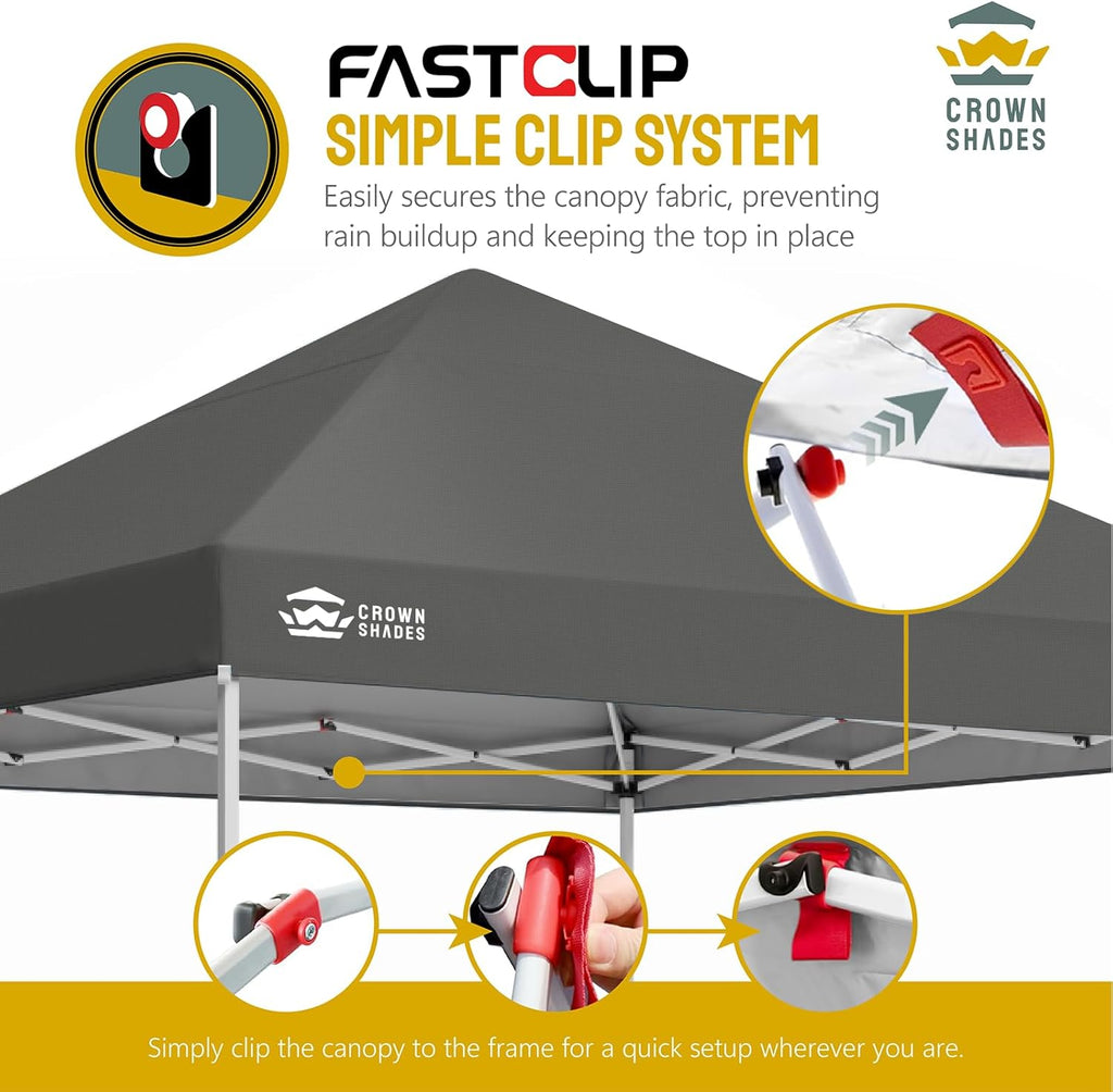 10x10 Pop-Up Awning - One-Click Installation Beach Tent - Outdoor Sunshade Silver Coated Top, 3 Heights and 4 Sand Pockets wourant