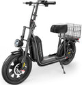 iScooter electric scooter with seat, 37/21 mile range, 28/19/15.6 mph top speed, dual suspension scooter with basket wourant