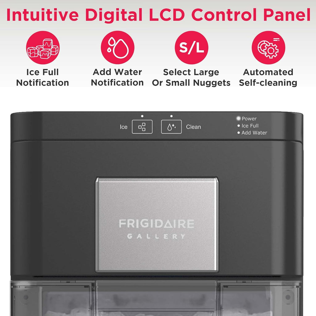 FRIGIDAIRE Gallery Countertop Crunchy Chewable Nugget Ice Maker, 44lbs per Day, Auto Self Cleaning, 2.0 Gen, Black woonhhop