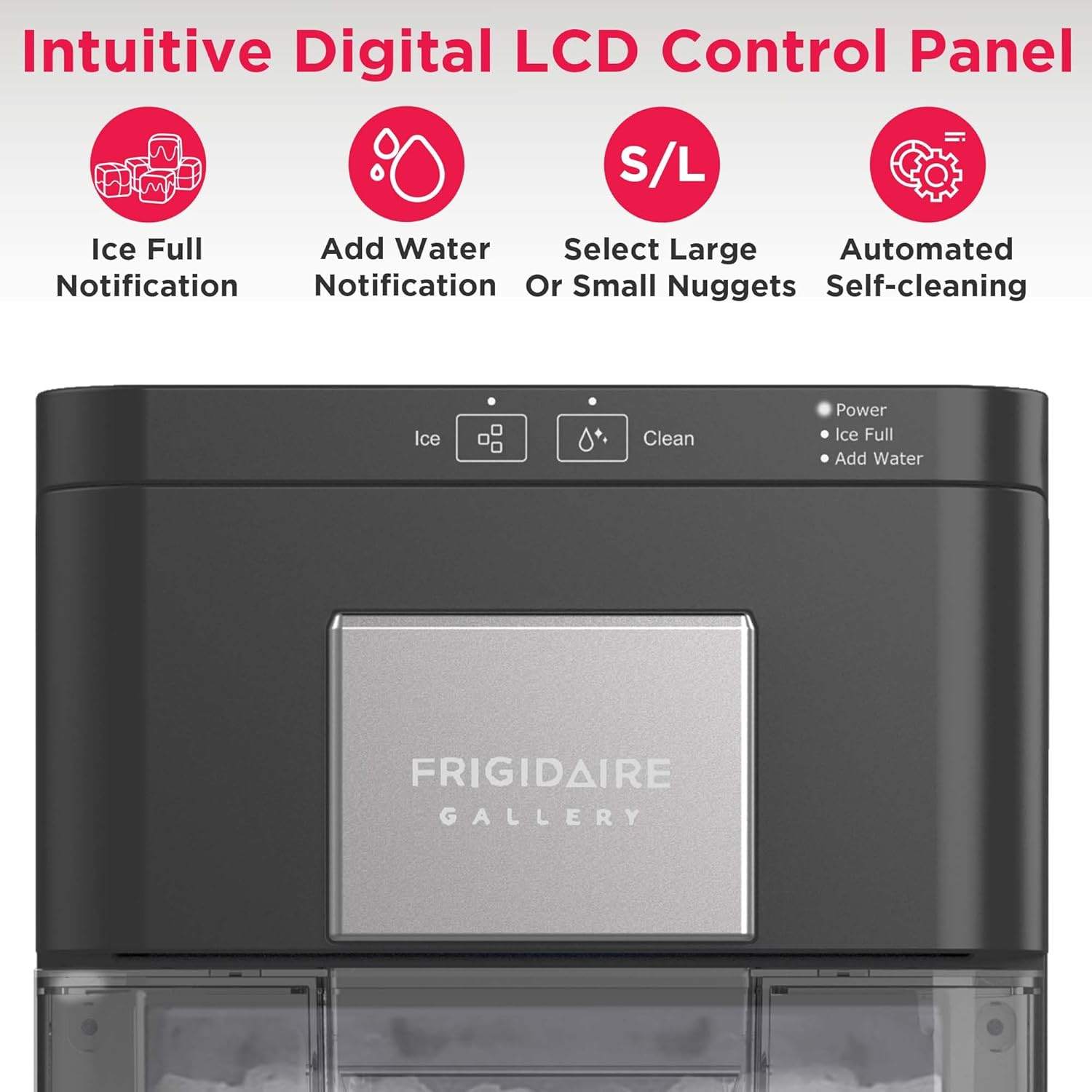 FRIGIDAIRE Gallery Countertop Crunchy Chewable Nugget Ice Maker, 44lbs per Day, Auto Self Cleaning, 2.0 Gen, Black woonhhop