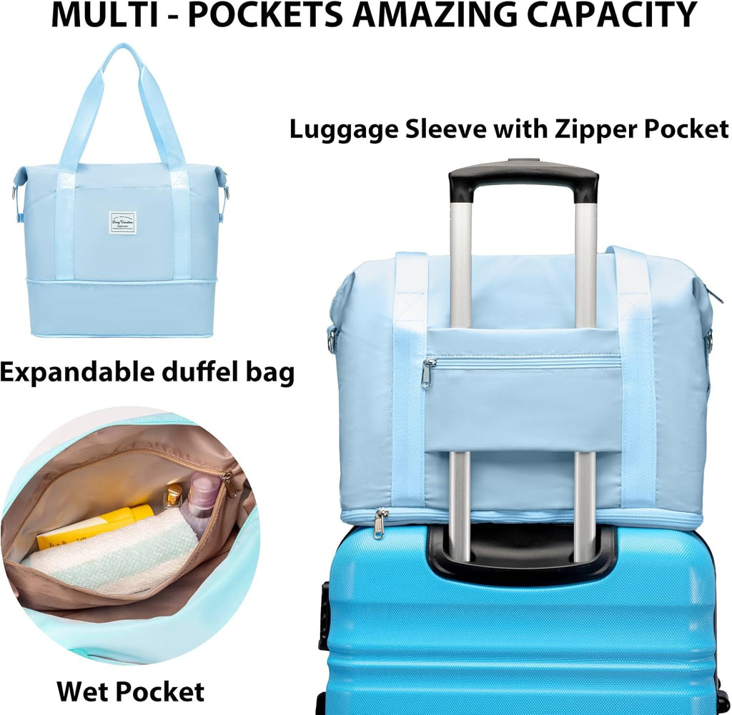 LONG VACATION 6 Piece Luggage Set Carry on Suitcase with ABS+PC hardshell, Spinner Wheels & YKK Zipper TSA Lock wourant