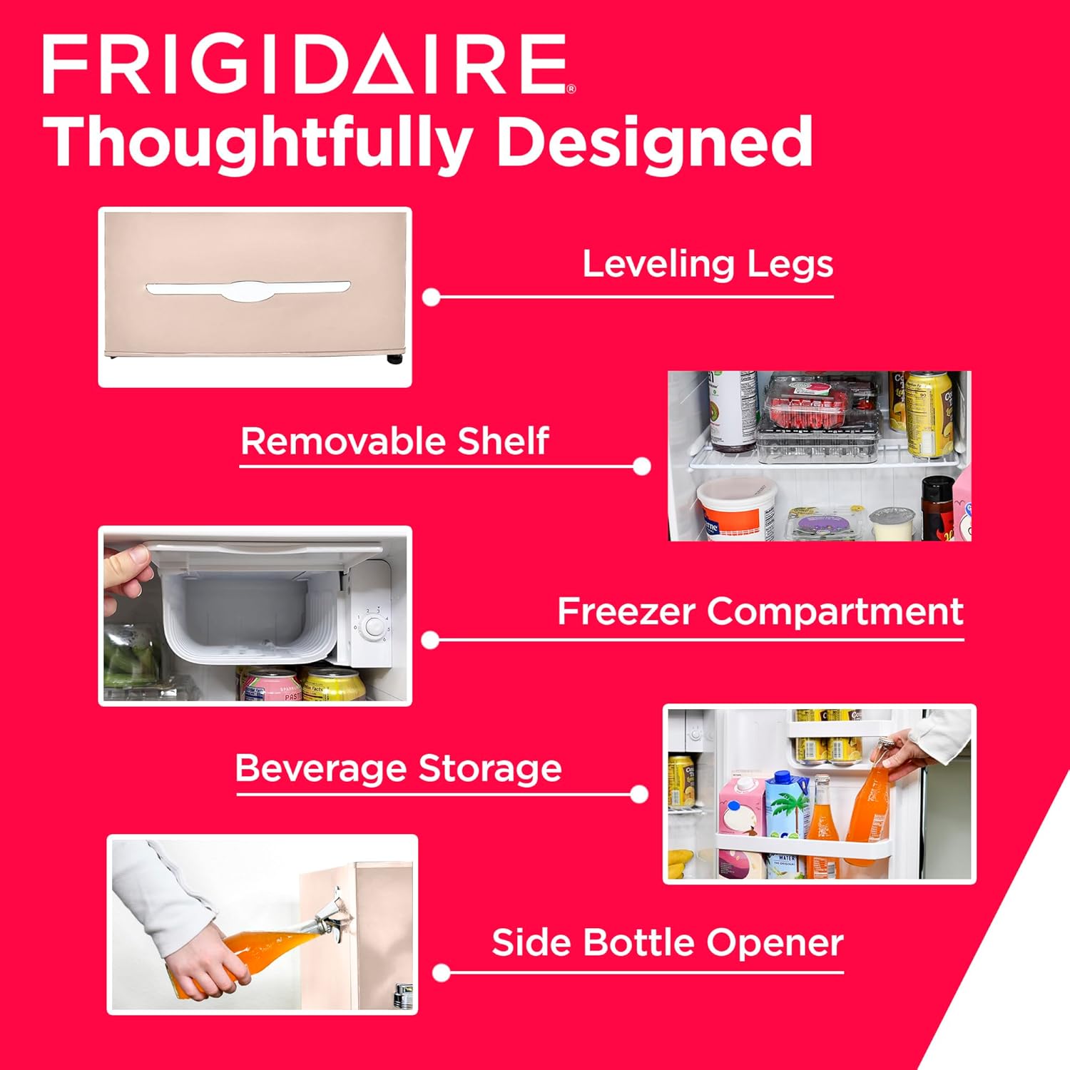 Frigidaire EFR176 Retro Compact Fridge with Chiller Mini Refrigerator with Built-in Bottle Opener for Office, Bedroom, Dorm Room or Cabin, 1.6 cu ft 16" D x 18" W x 18.5" H, Moonlight wourant