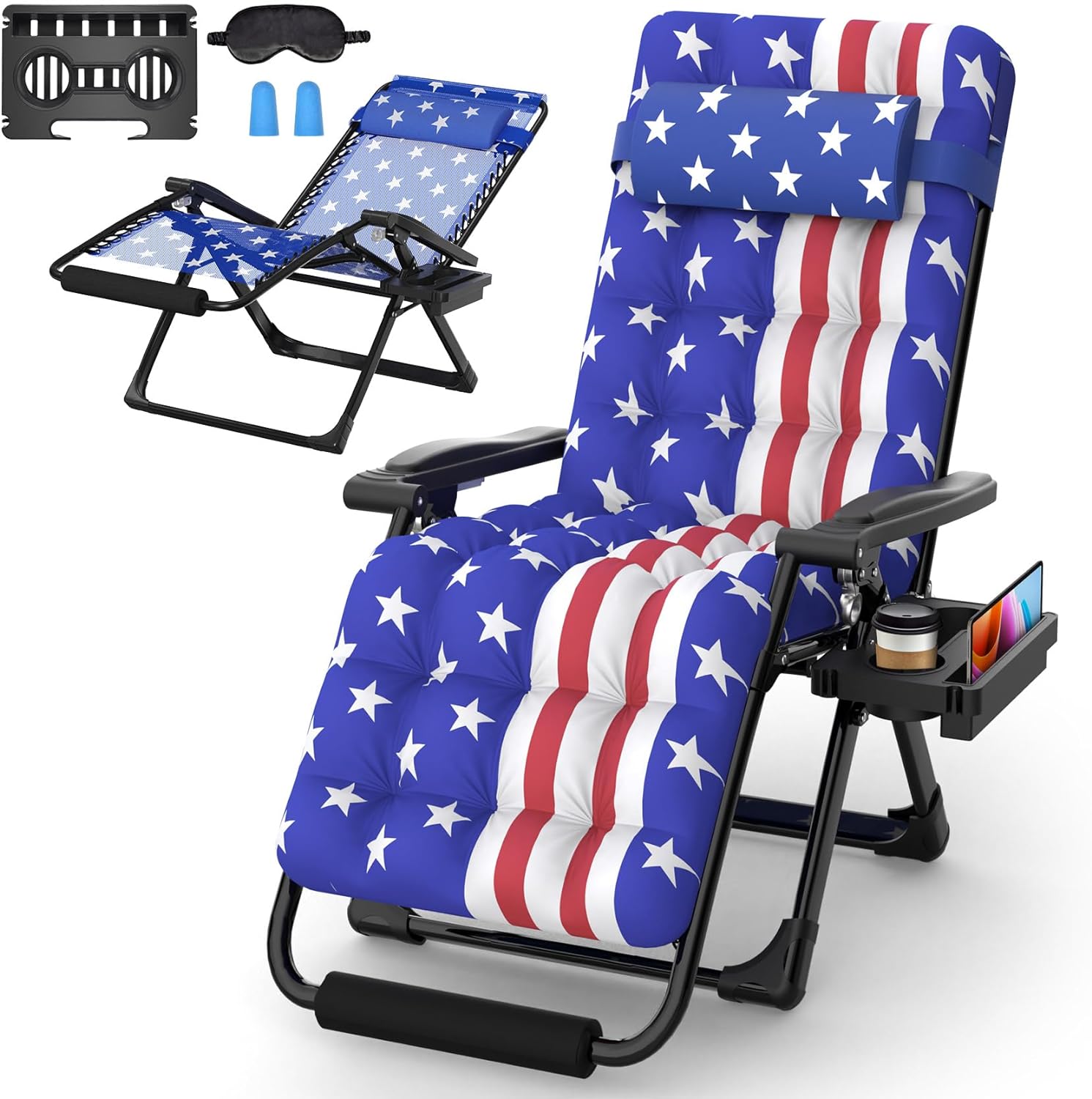 Indoor and outdoor patio chair folding lounge chair zero gravity chair with removable cushion camping lounge chair wourant