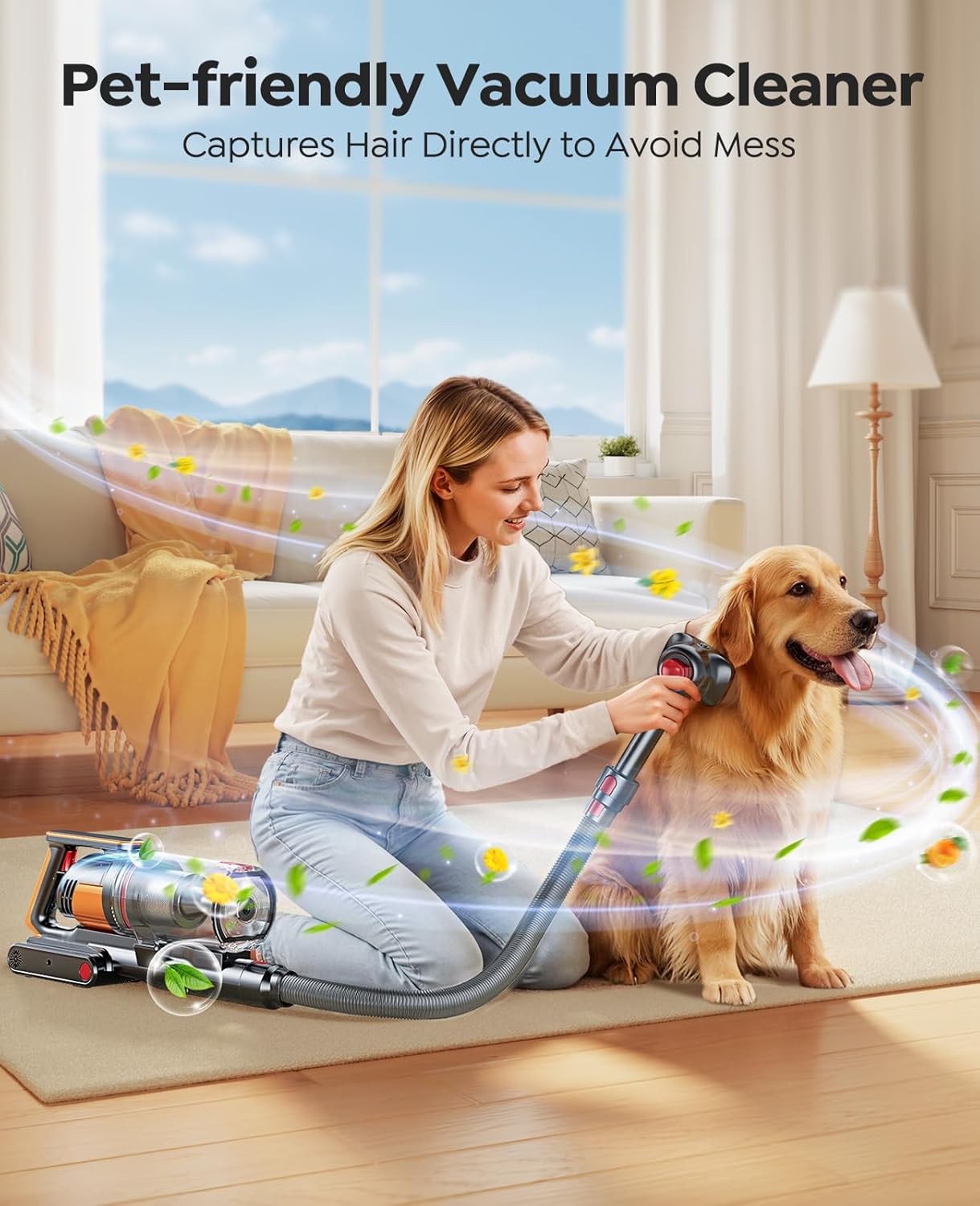Cordless Vacuum Cleaner 55KPa 650W 70Mins Stick Vacuum Cleaners for Home with Pet Brush, 3.3Ft Hose, Wall Mount Charging, Auto Mode, Touchscreen, Self-Standing Vacuum for Pet Hair/Carpet/Car, Ultra10 woonhhop