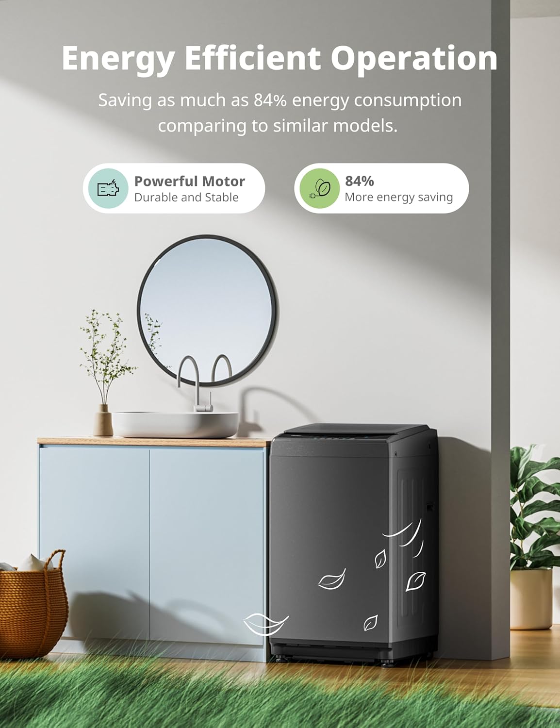 Comfee Portable Washing Machine, 0.9 cu.ft Compact Washer With LED Display, 5 Wash Cycles, 2 Built-in Rollers, Space Saving Full-Automatic Washer wourant