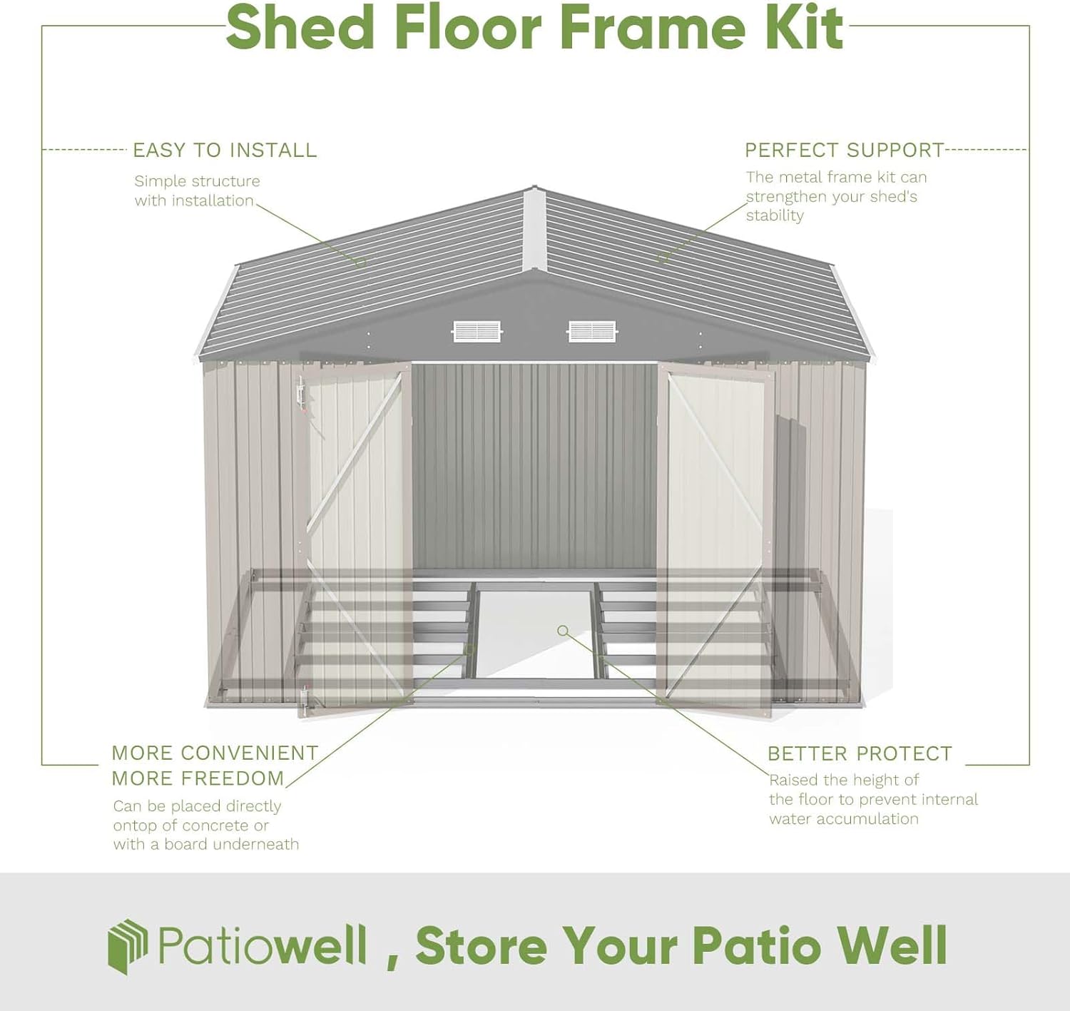 Patiowell 5x3 FT Outdoor Storage Shed Tool Shed with Sloping Roof and Lockable Door Metal Shed wourant