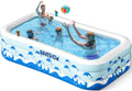 Inflatable Swimming Pool with Seats, 130" x 72" x 22" Full-Sized Durable PVC Thickened Above Ground Family Blow Up Pool for Outdoor Summer Water Party Backyard Garden Lawn wourant