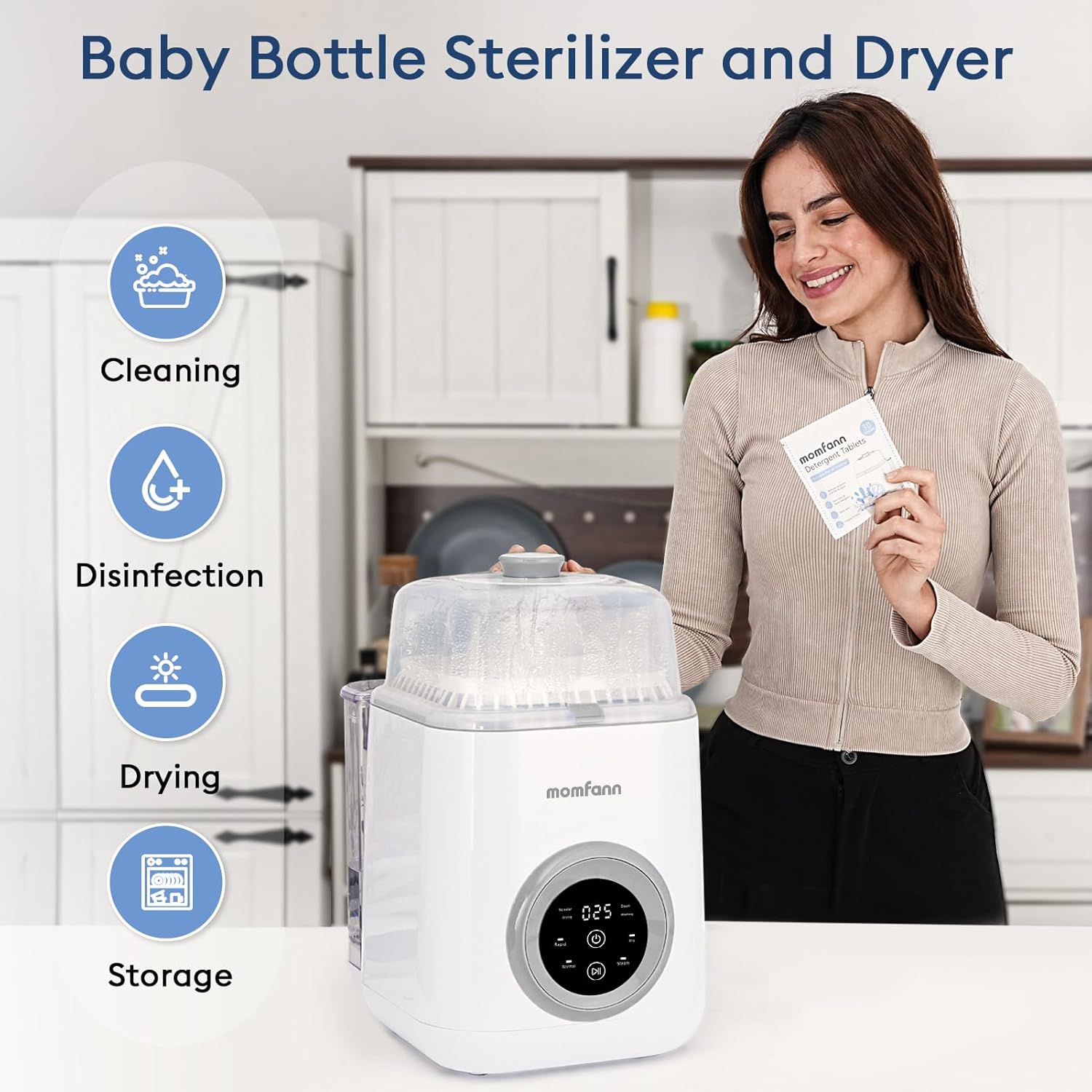 Baby Bottle Washer-19 Min Rapid Wash, Sterilizer and Dryer, All-in-One Cleaner, Bottles, Pump Parts & Baby Essentials wourant