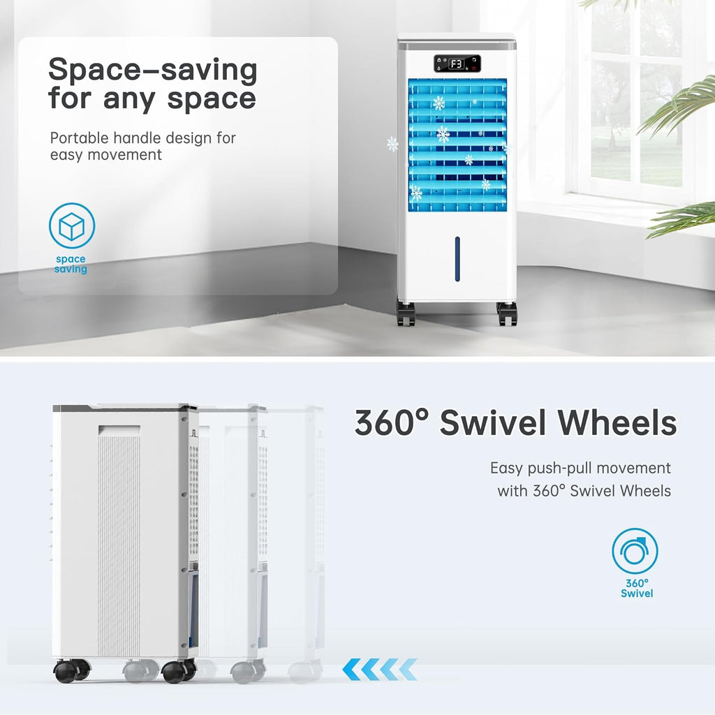 Windowless Portable Air Conditioners, Evaporative Air Cooler w/3 Modes & 3 Speeds, 12H Timer for Smart Auto-off, 2-Gal Tank for 20H Cooling,16FT Remote,No Hose Needed,46db Swamp Cooler wourant