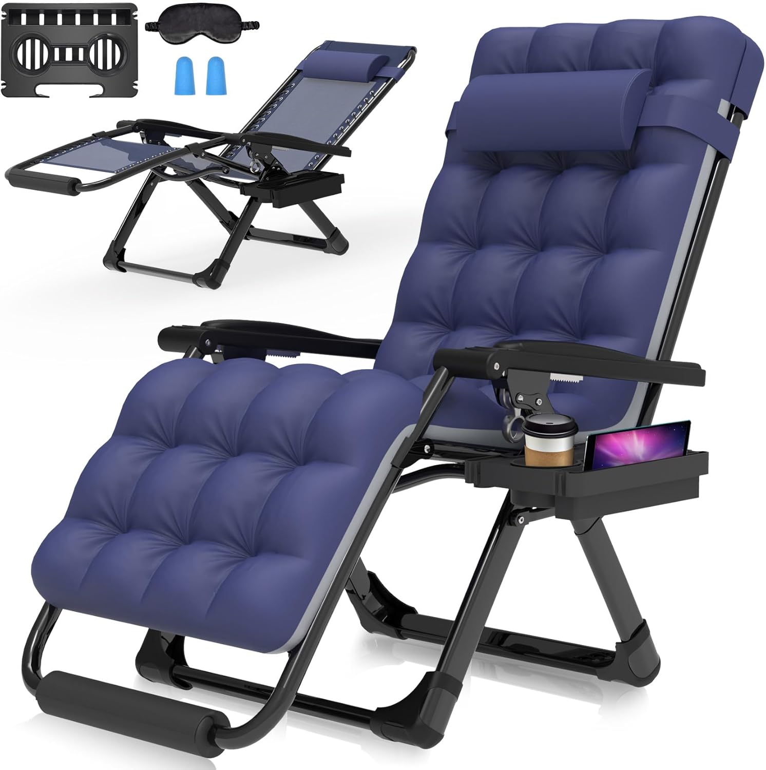Indoor and outdoor patio chair folding lounge chair zero gravity chair with removable cushion camping lounge chair wourant