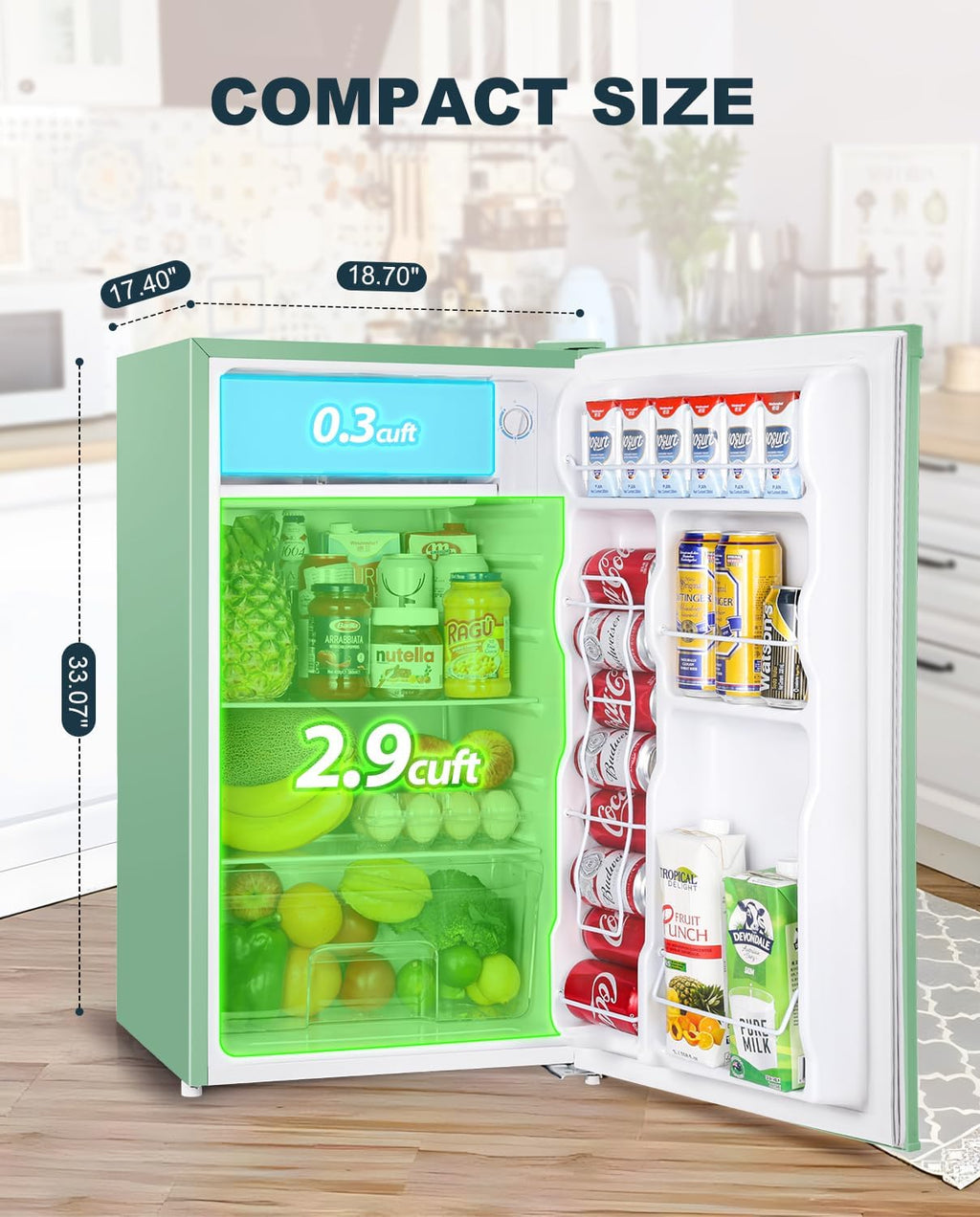 Upstreman 3.2 Cu.Ft Mini Fridge with Freezer, Single Door Mini Fridge, Dorm Fridge, Adjustable Thermostat, Mini Refrigerator for Bedroom, Office, Dorm, Black-BR321 wourant