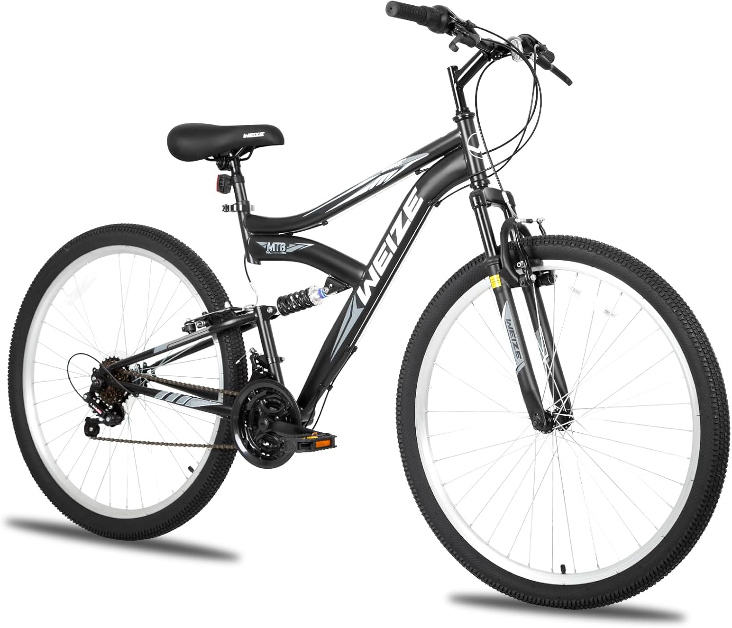 WEIZE Mountain Bike, 26 27.5 inch Outdoor Hybrid Bikes,18-Speed/High-Carbon Steel/Dual Full Suspension, Adjustable Ergonomic Seat for Men Women Adult, MTB Bicycle with Suspension Fork,Sleek Colors wourant