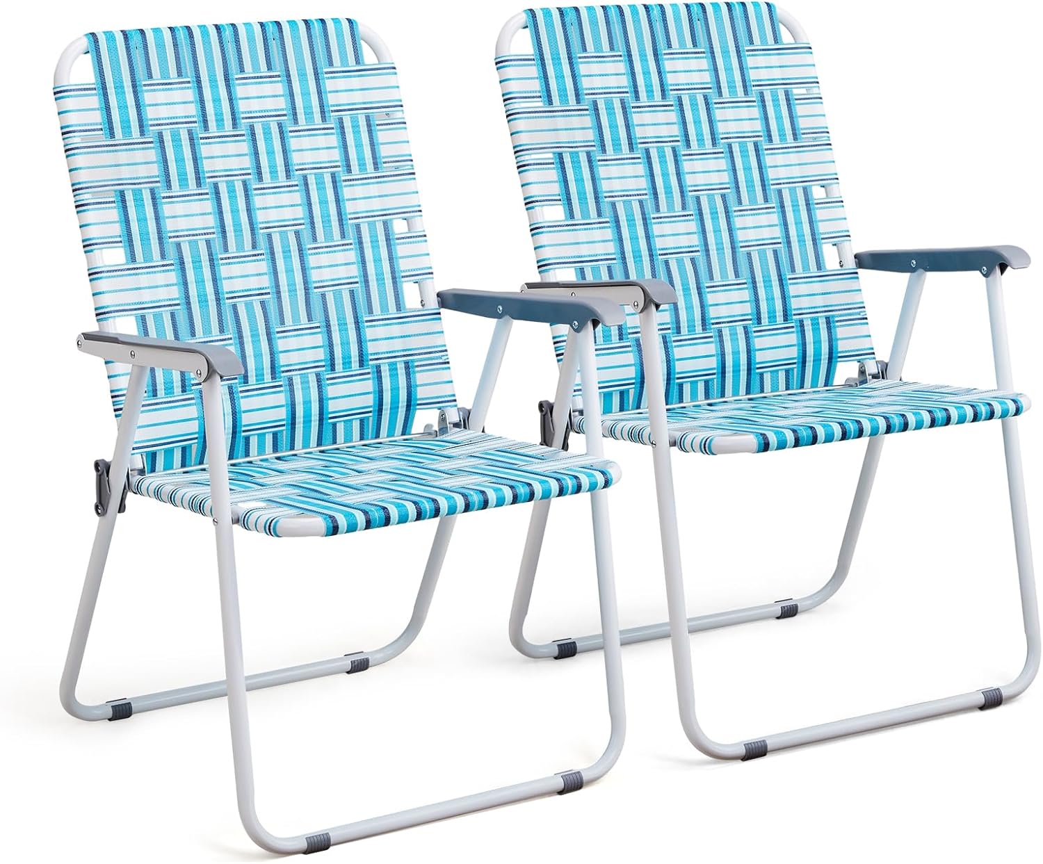 VINGLI Patio Lawn Webbed Folding Chairs Set of 2, Outdoor Beach Portable Lawn Chair Camping Chair Beach Chair wourant
