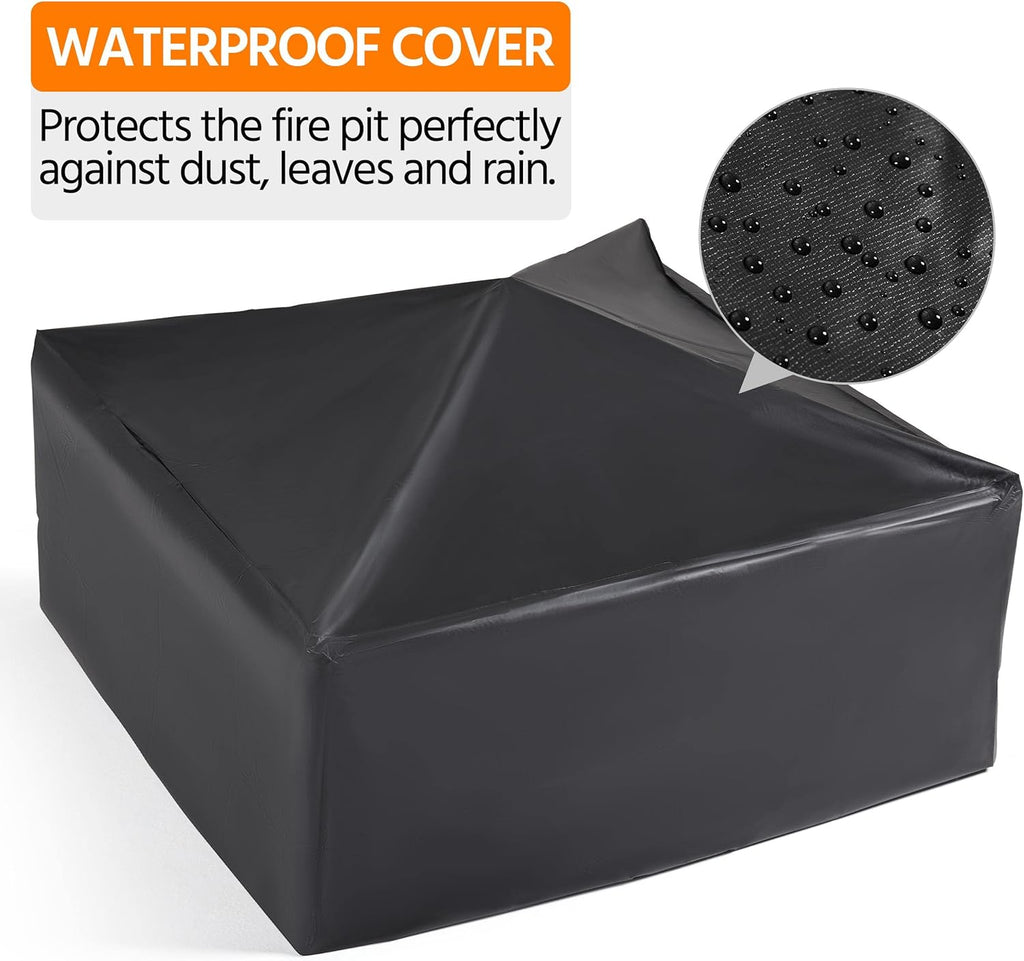 Yaheetech Multifunctional Fire Pit Table 32in Square Metal Firepit Stove Backyard Patio Garden Fireplace for Camping, Outdoor Heating, Bonfire and Picnic wourant