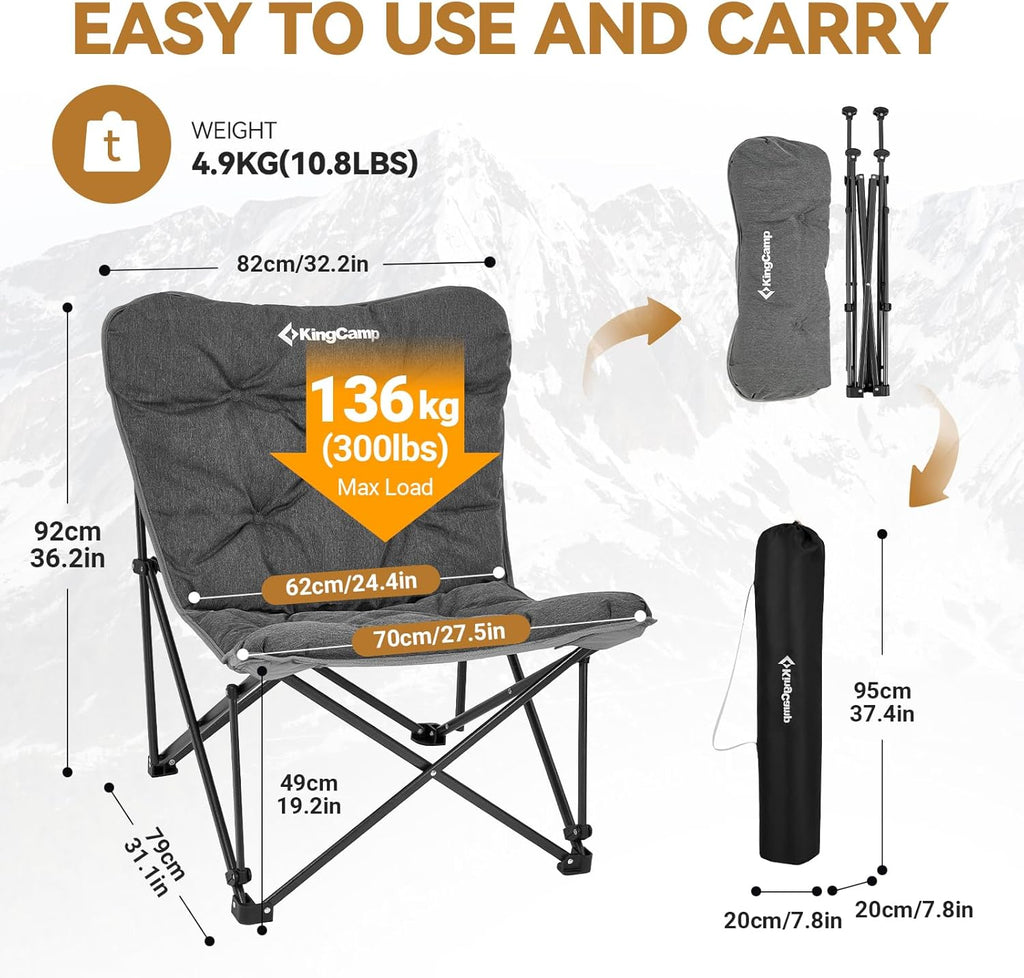 Butterfly chair, extra large thick comfortable camping chair, portable folding chair, 400 lb heavy duty seat wourant