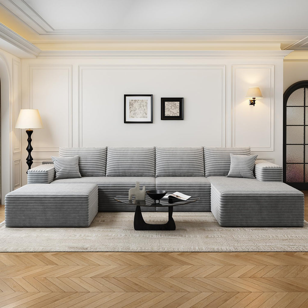 107.5" Cloud Modular Sectional Sofa Couch with L-Shape Chaise,Modern Minimalist Upholstered Couches wourant