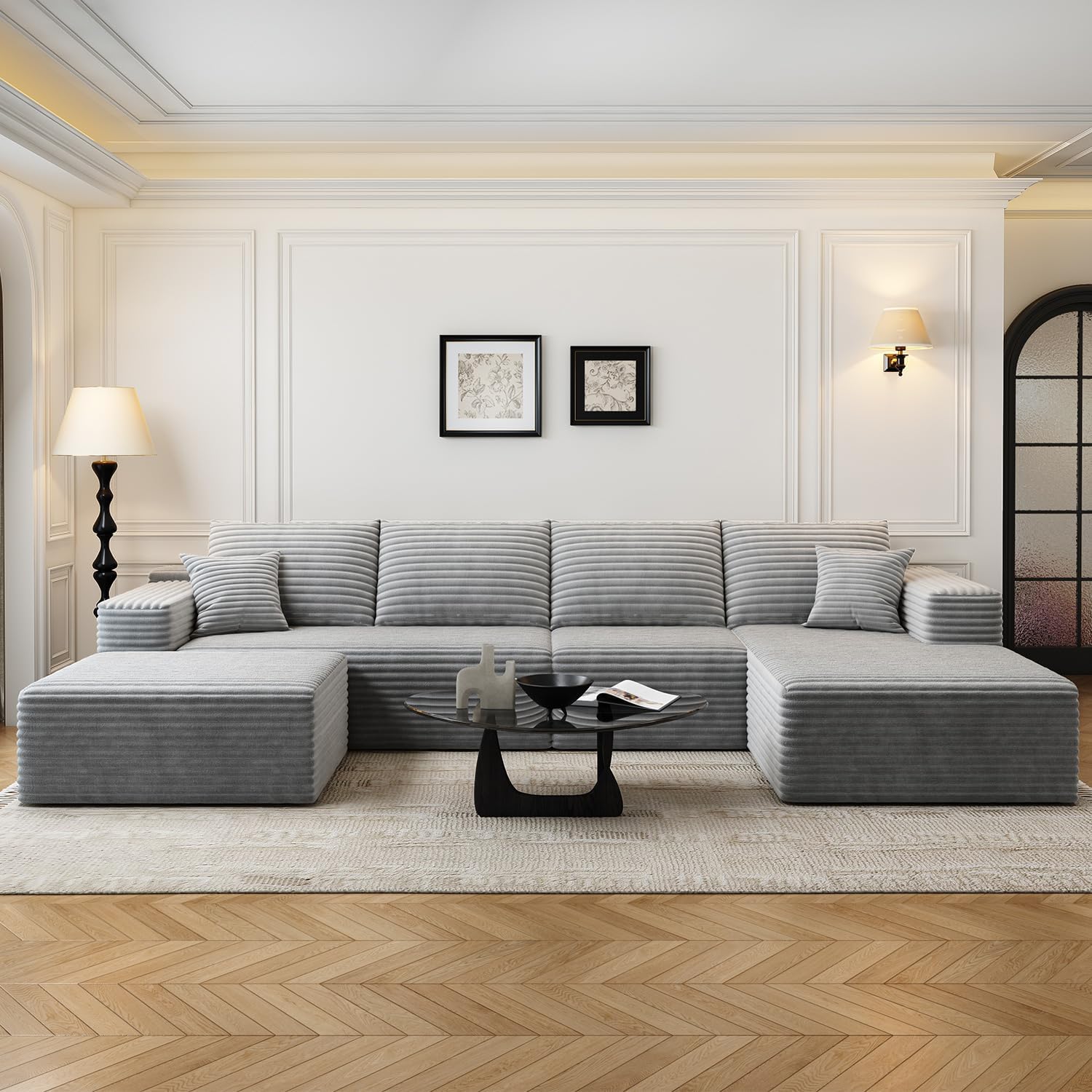 107.5" Cloud Modular Sectional Sofa Couch with L-Shape Chaise,Modern Minimalist Upholstered Couches wourant