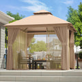 Aoxun Outdoor Gazebo for Patio 10x12, Metal Frame Canopy with Double Roofs wourant