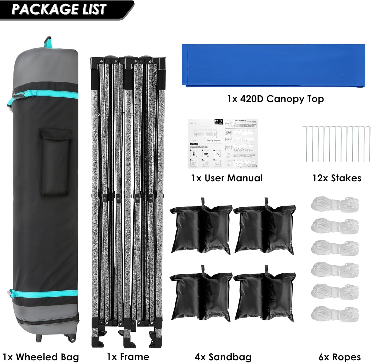 COBIZI 10x20 Heavy Duty Pop up Canopy Tent with 6 sidewalls Easy Up Commercial Outdoor Canopy Wedding Party Tents for Parties All Season Wind & Waterproof Gazebo with Roller Bag,Black(Frame Thickened) wourant