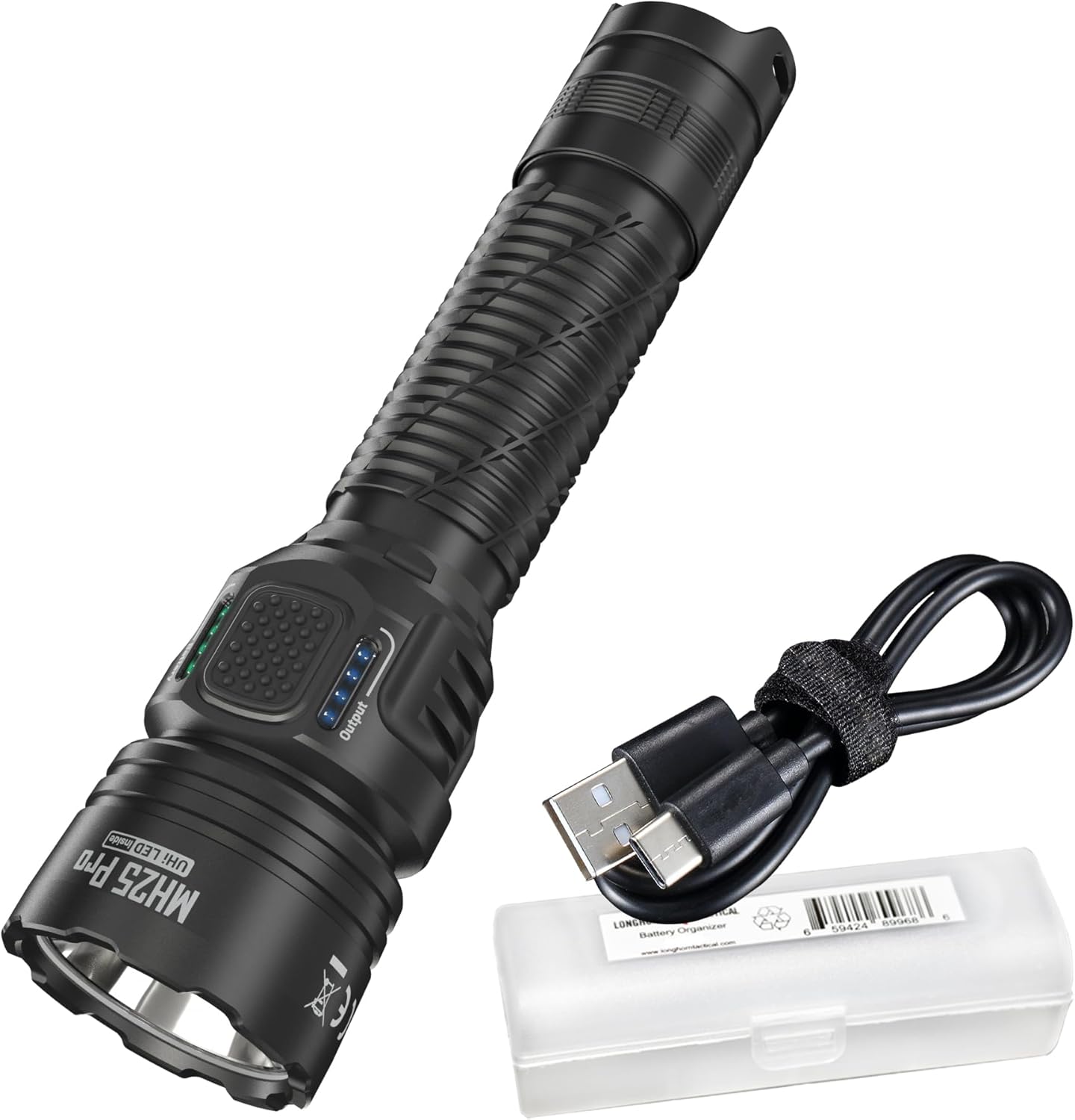 MH25 Pro 770 Yard Long Throw Flashlight, 3300 Lumen USB-C Rechargeable Compact Duty Work Light with Lumentac Organizer wourant