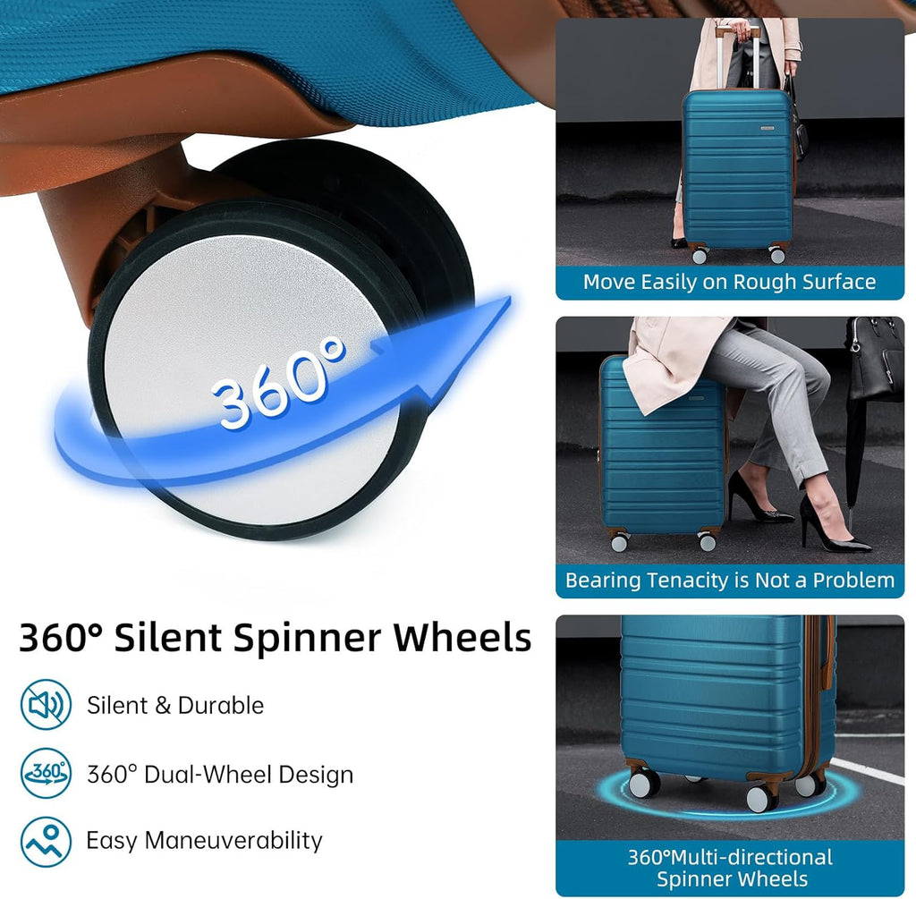 6-piece luggage set, expandable hardshell suitcase set with spinner wheels, lightweight rolling luggage set wourant