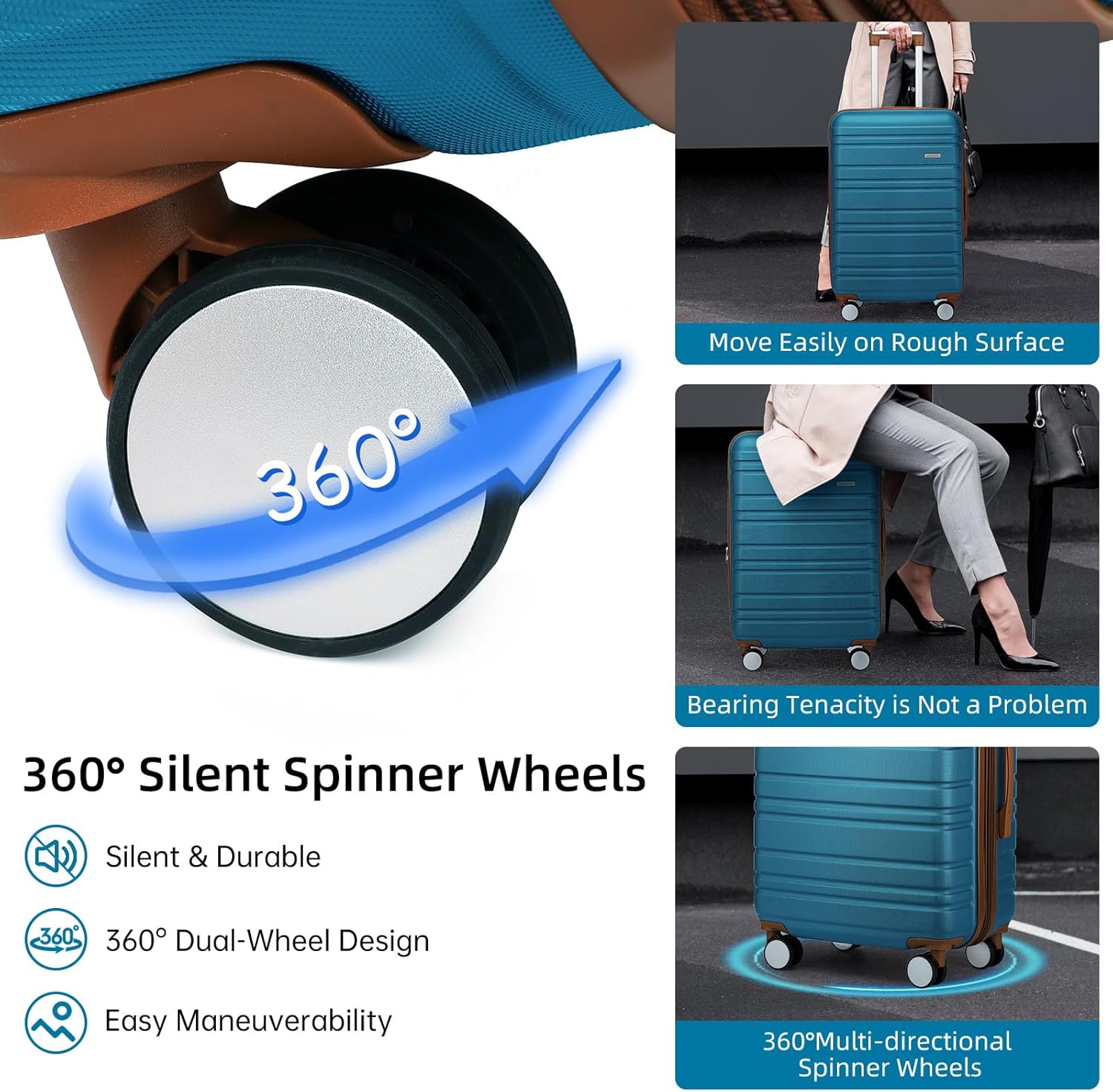 6-piece luggage set, expandable hardshell suitcase set with spinner wheels, lightweight rolling luggage set wourant