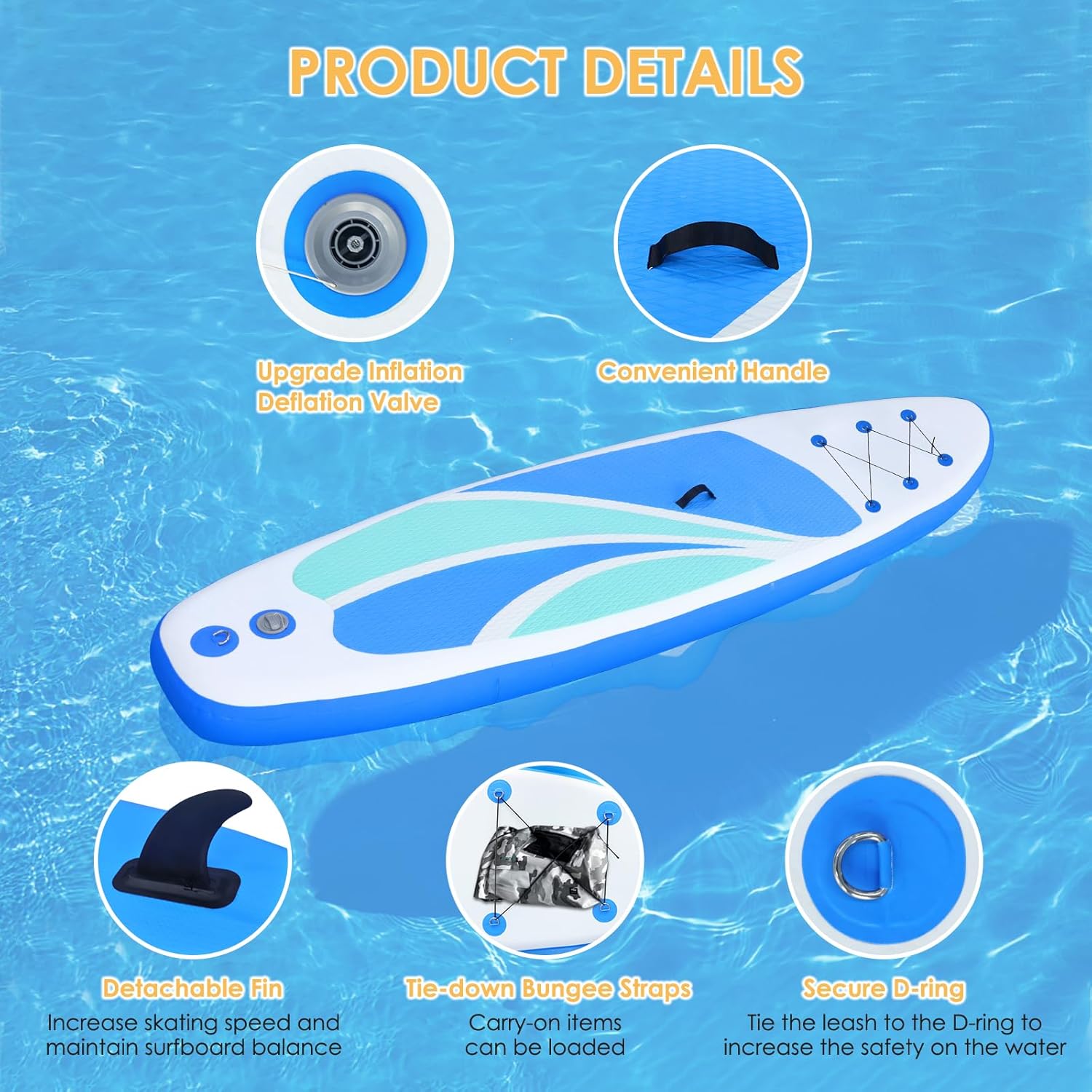 Inflatable Stand Up Paddle Board for Adult All Skill Levels- 10'4" Ultra-Light SUP Paddleboard