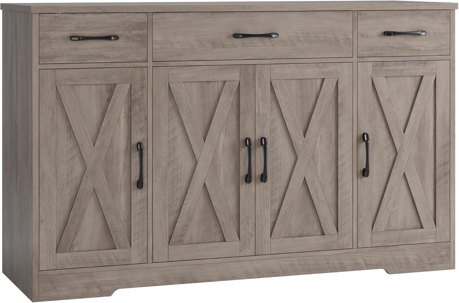 HOSTACK Buffet Cabinet with Drawers, 55" Large Sideboard Buffet Storage Cabinet with Shelves and Doors, Modern Farmhouse Coffee Bar Station Wood Kitchen Table for Kitchen, Dining Room, White/Rustic wourant