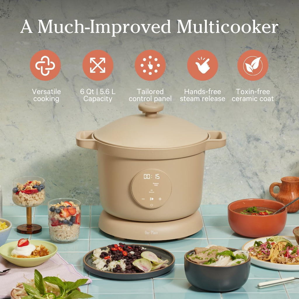 Our Place Dream Cooker | 6-quart Multicooker | 4 Versatile Modes | Pressure Cook, Slow Cook, Sear & Saute, Keep Warm | Hands-Free Steam Release | Tailored Control Panel | Steam wourant