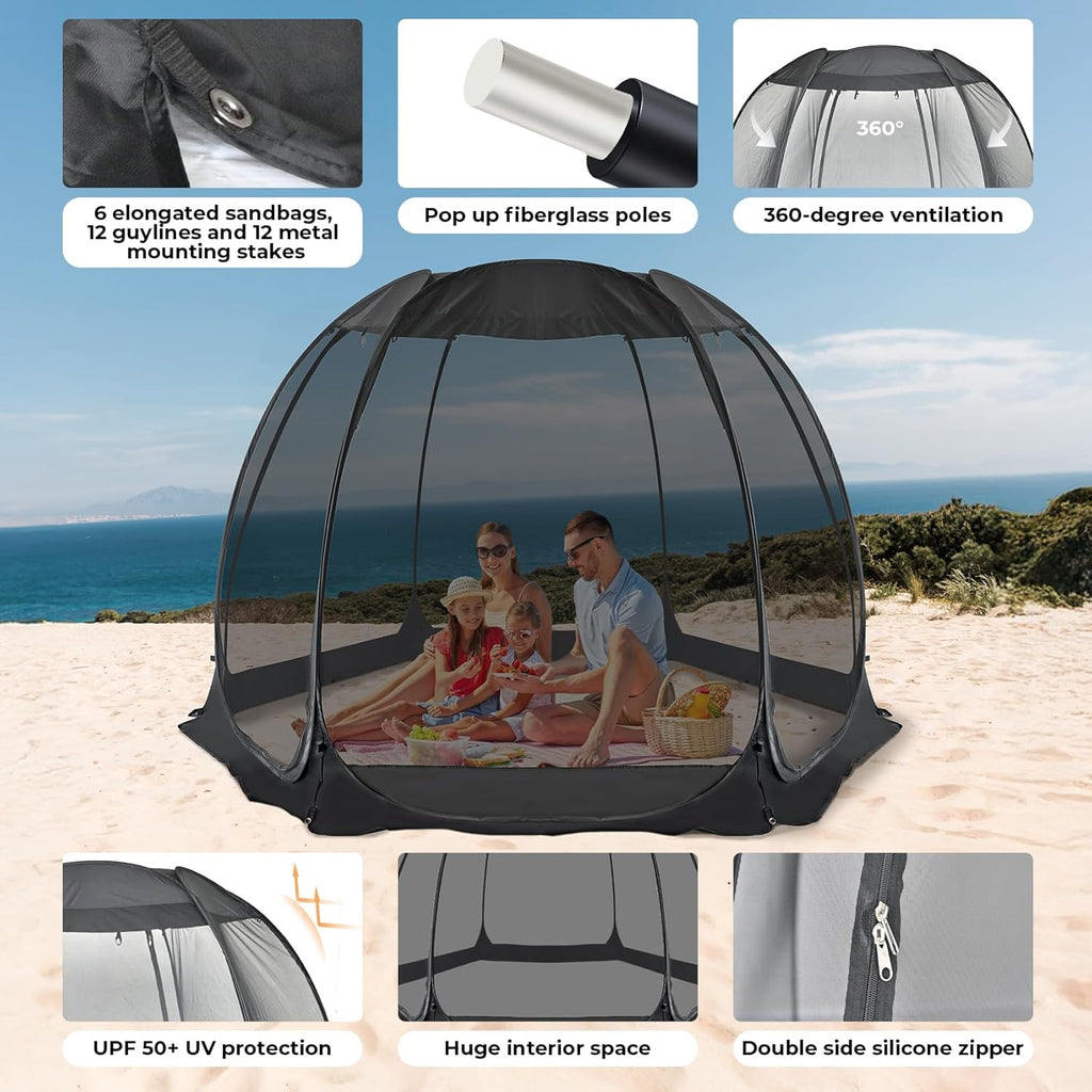 Screen gazebo, sleeps 6-10-15 people Igloo-style canopy tent with mosquito net on the sides Perfect for garden, patio, backyard wourant