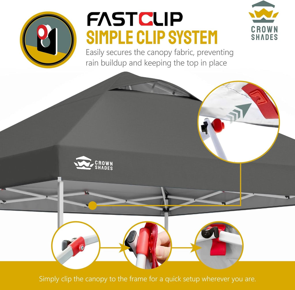 10x10 Pop-Up Awning - One-Click Installation Beach Tent - Outdoor Sunshade Silver Coated Top, 3 Heights and 4 Sand Pockets wourant