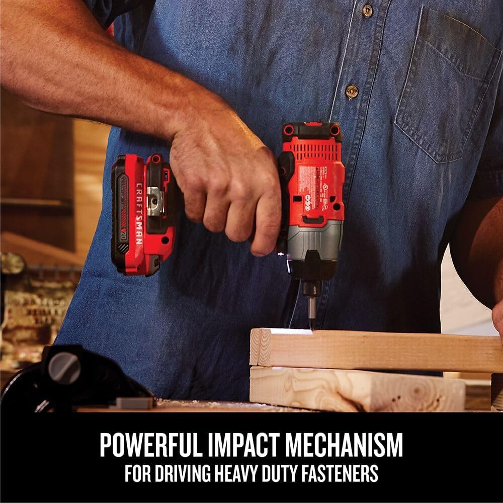 20V MAX Impact Driver Kit, 1/4 Inch, 2,800 RPM, LED Work light, Battery and Charger Included (CMCF800C1) wourant