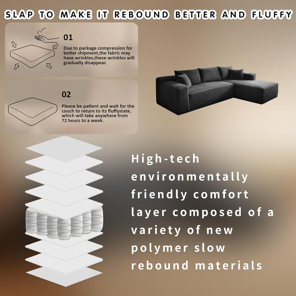 Cloud section sofa and L-shaped recliner modern modular sofa with deep seats wourant
