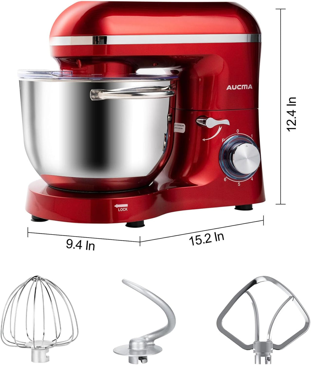 Aucma Stand Mixer,6.5-QT 660W 6-Speed Tilt-Head Food Mixer, Kitchen Electric Mixer with Dough Hook wourant