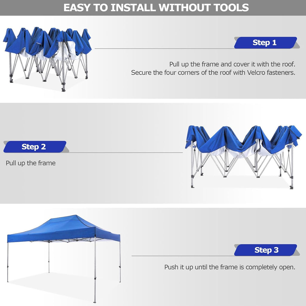 COBIZI 10x20 Heavy Duty Pop up Canopy Tent with 6 sidewalls Easy Up Commercial Outdoor Canopy Wedding Party Tents for Parties All Season Wind & Waterproof Gazebo with Roller Bag,Black(Frame Thickened) wourant