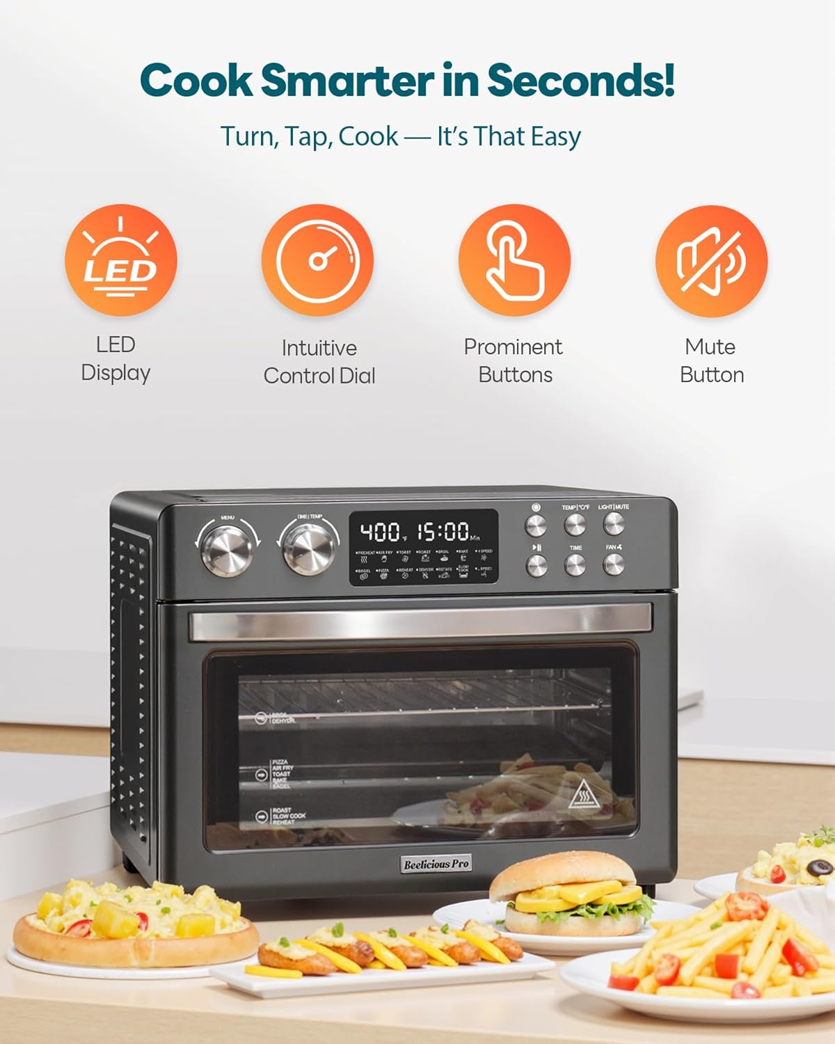 28QT Air Fryer Toaster Oven Combo, Large 12-in-1 Convection Countertop Oven with 3-Layer Cooking, Rotisserie for Chicken, 6 Heating Tubes, Fast Preheat, Fits 11" Pizza, Full Accessories, Sparkle Black wourant