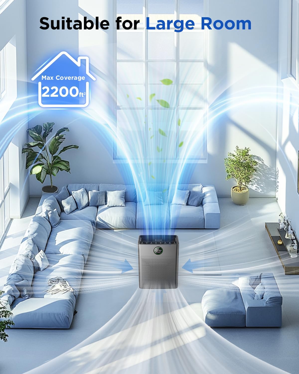 Air Purifiers for Home Large Room up to 2200sq.ft, MOOKA Air purifier for Home Pets with Washable Filter wourant