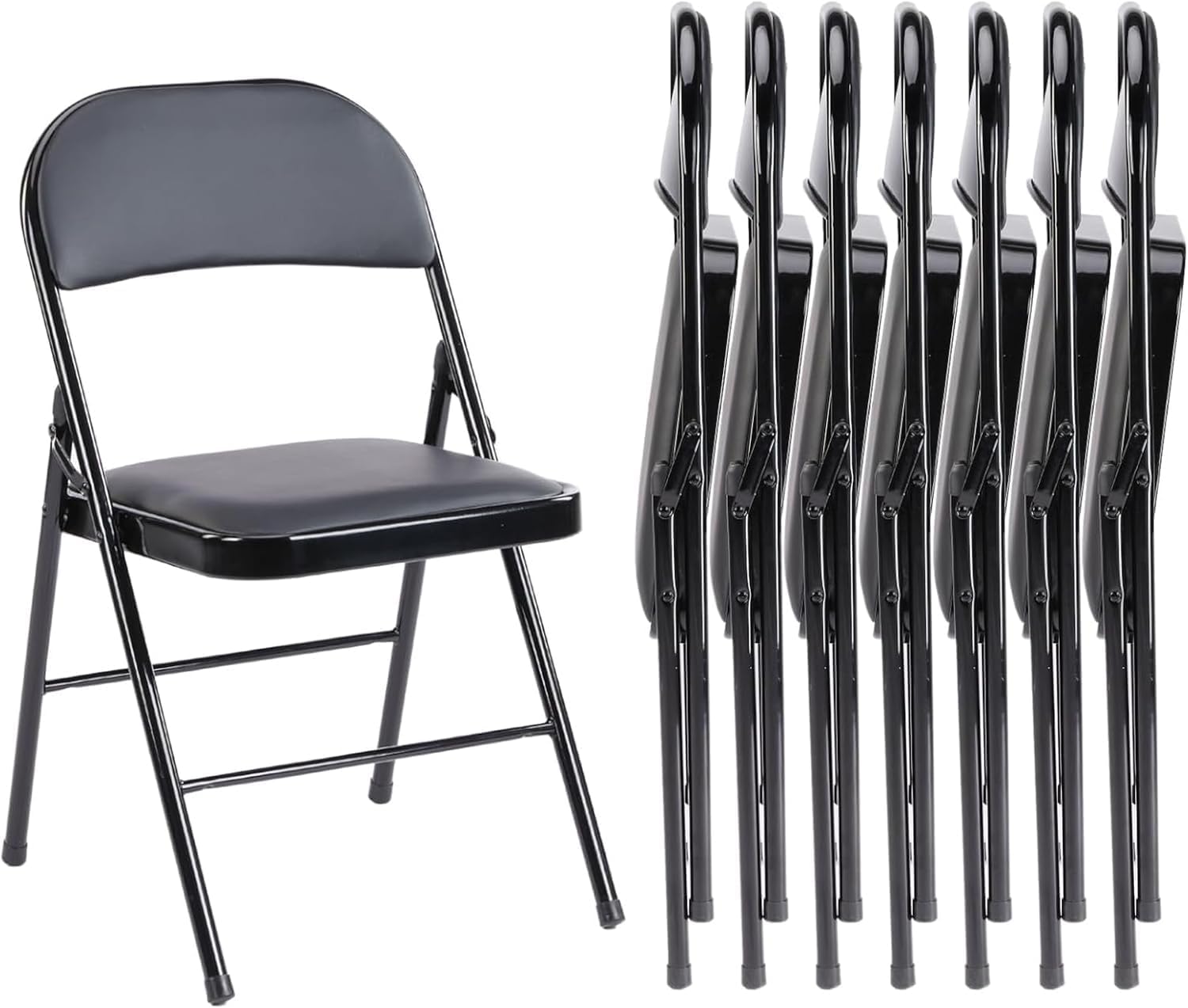 Sweetcrispy Folding Chair 12 Pack, Leather Padded Folding Chairs, Sturdy Metal Foldable Chairs wourant