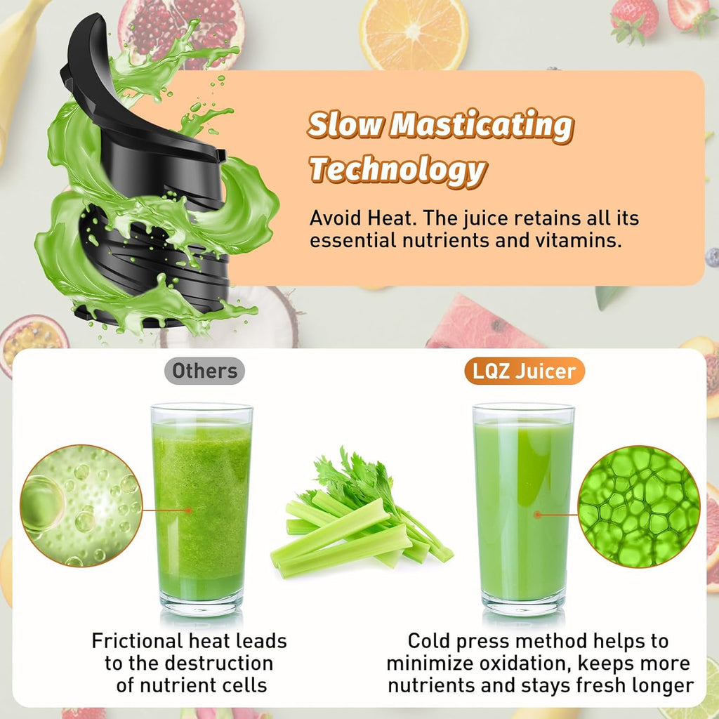 Cold Press Juicer Juicer Machines with 5.4" Wide Feed Chute Professional Slow Masticating Juicer wourant