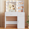 Lighted Makeup Vanity Desk, 35.4“W x 15.7'”D x 54“H, White with Lights and Mirror wourant