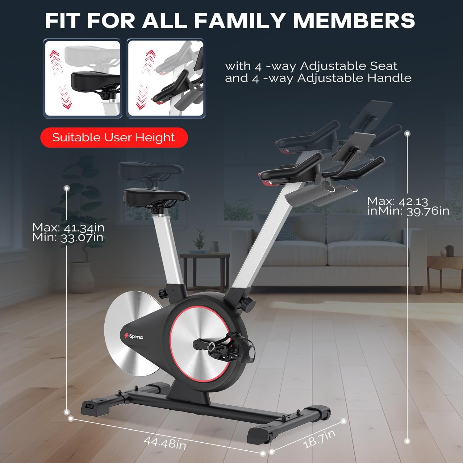 Sperax Exercise Bike, Stationary Bikes for Home, Indoor Cycling Bike, Spin Bike with Comfortable Seat, LED Display wourant
