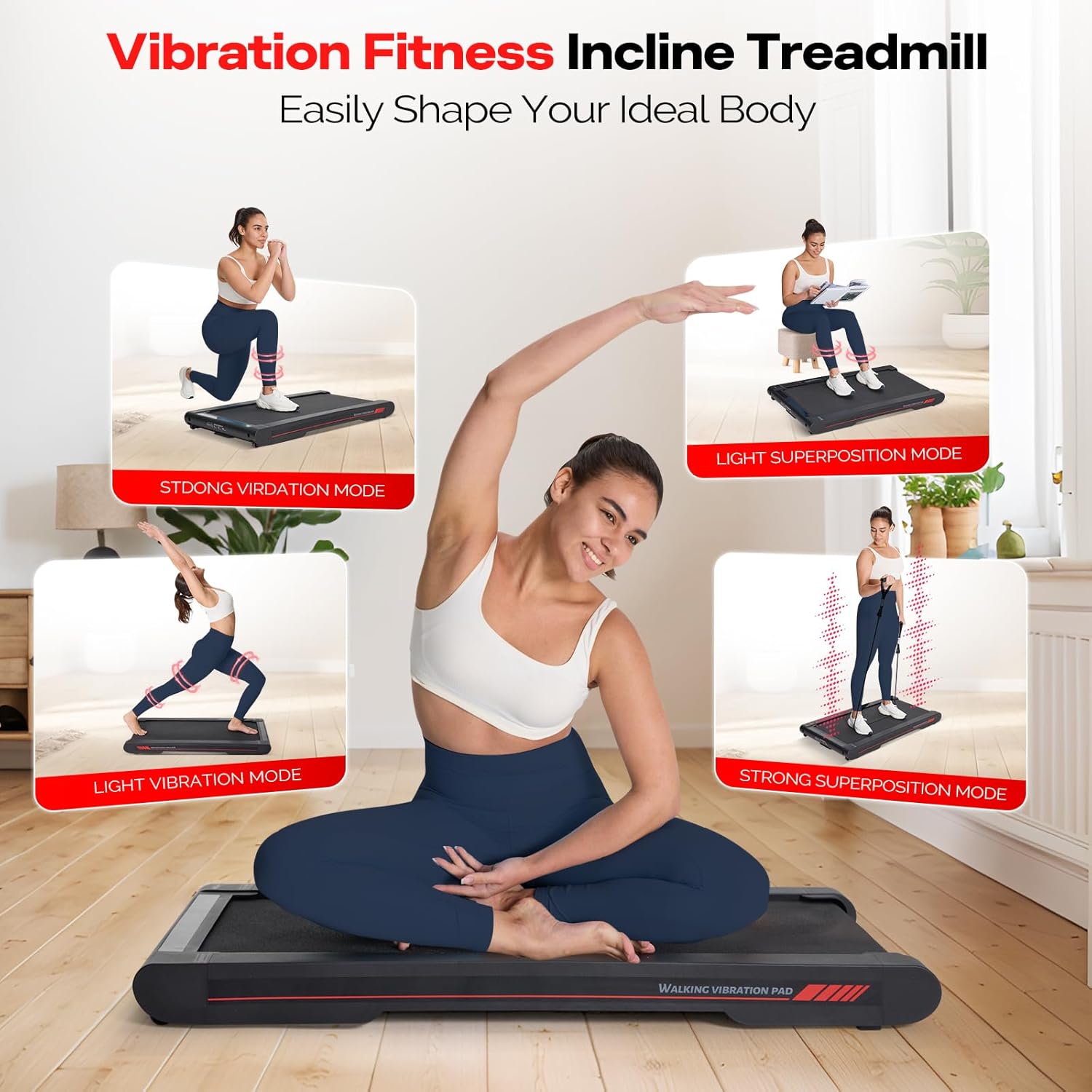 Sperax Walking Vibration Pad with APP, 3 in 1 Under Desk Treadmill, 2.5HP Low Noise Walking Treadmill Pad with Remote Control,Portable Treadmills for Home Office wourant