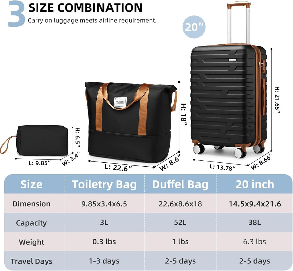 Luggage 6-piece hardshell expandable suitcase lightweight travel carry-on luggage set wourant