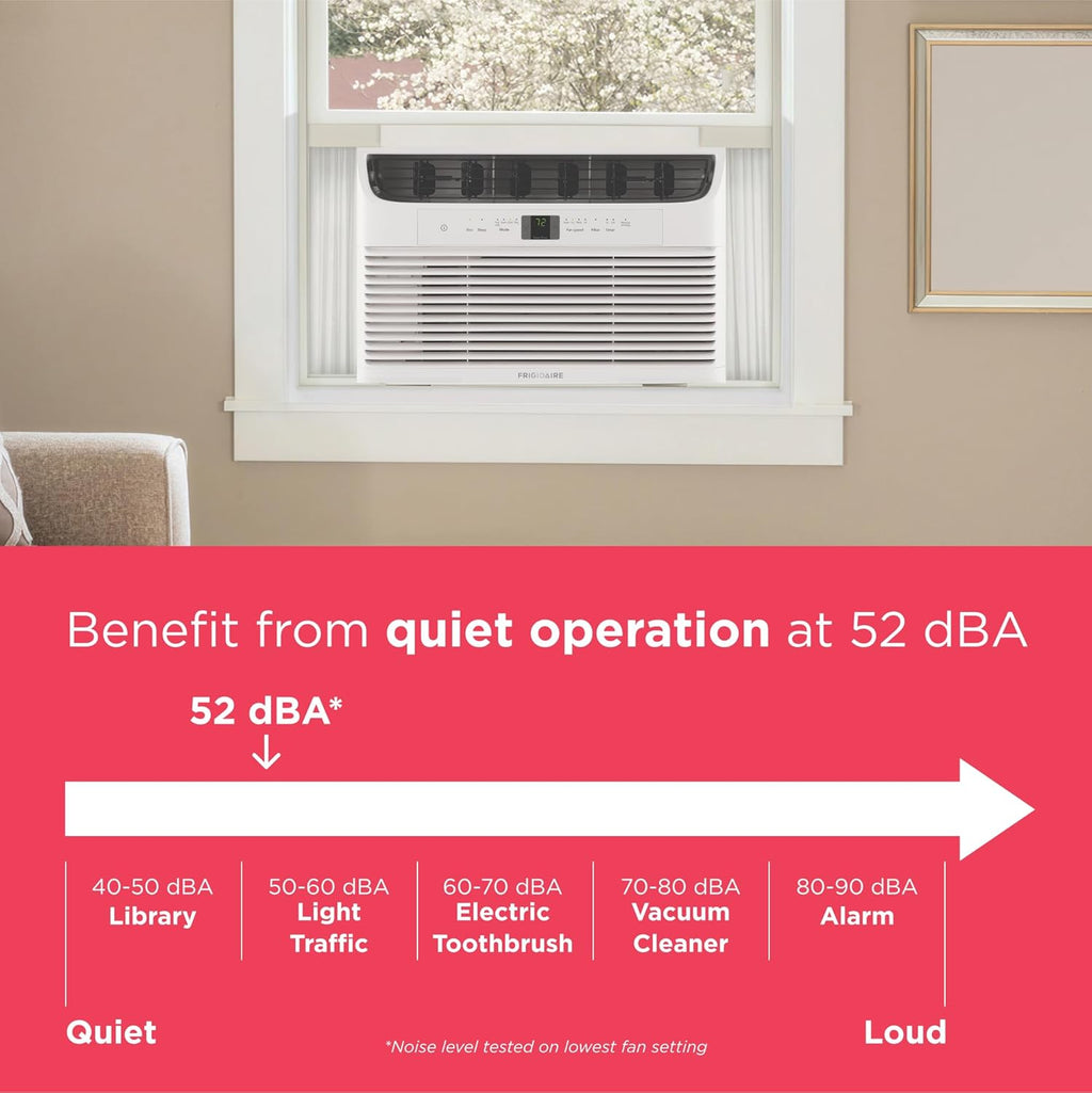 Frigidaire 5,000 BTU Window Air Conditioner with Remote Control, Cools Up to 150 Sq. Ft., Quiet Operation, Eco Mode, 3 Fan Speeds, Auto Restart, White wourant