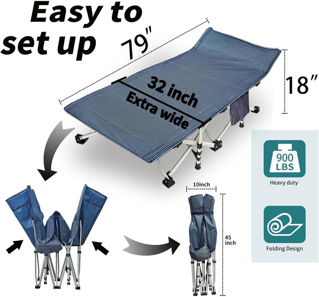 2-pack camping cots with mattresses, comfortable sleeping beds, adult camping cots, 2-person folding beds, heavy-duty sleeping beds wourant