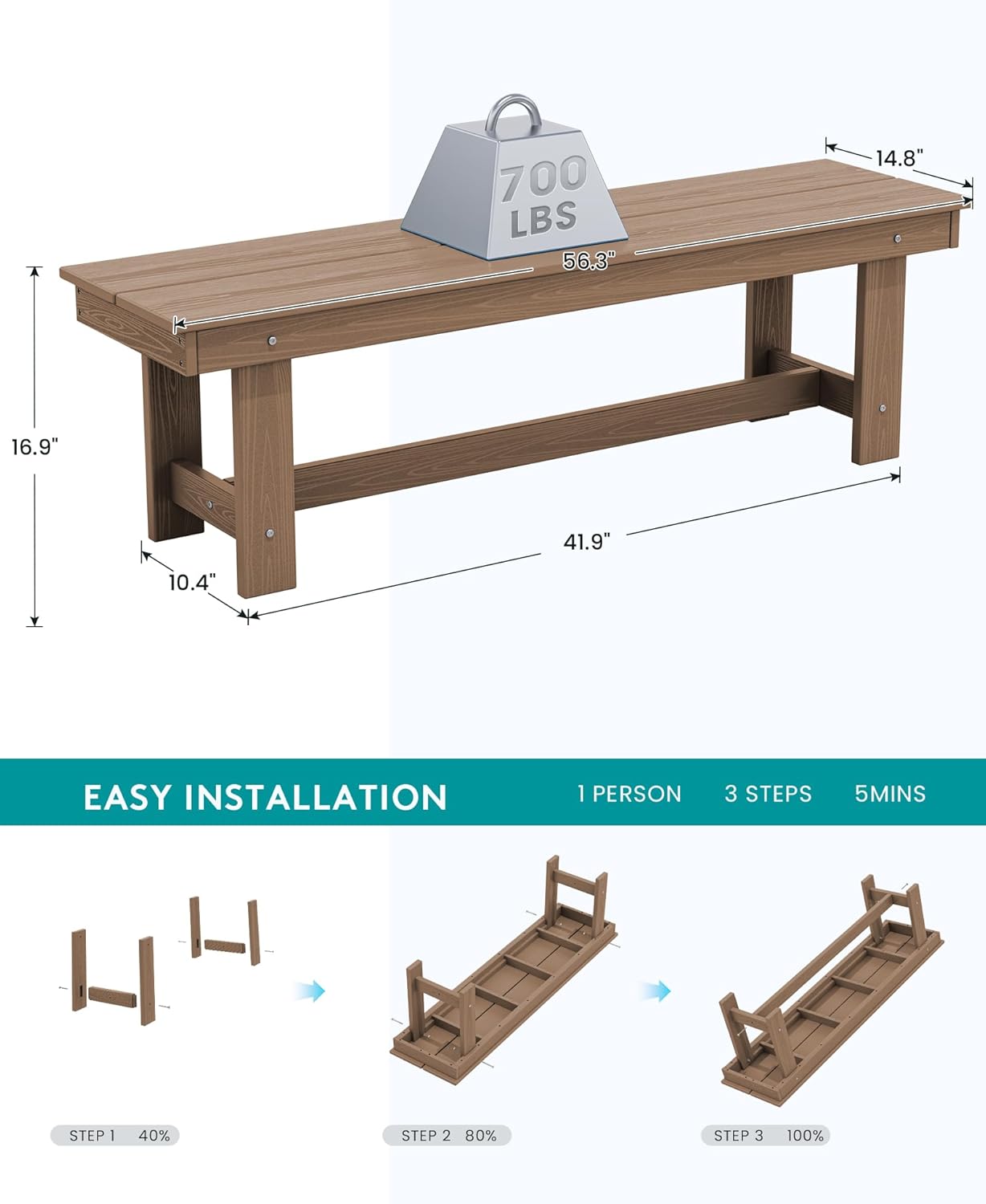 Outdoor HDPE Dining Table Set, 7-Piece Outdoor Dining Table Sets with Umbrella Hole Cut-Out Table and 6 Chairs wourant