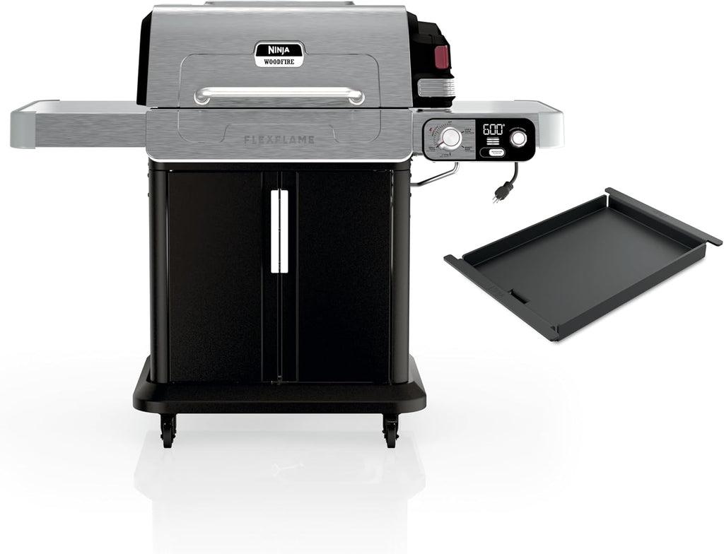 Ninja FlexFlame, Grill and Smoker, Electric and Propane Grill, Roaster, BBQ Grill, 5-in-1 Cooking System, 3 Burner, Digital Control, Outdoor Cooking, Griddle, Pizza Maker, Stainless Steel, PG301 wourant